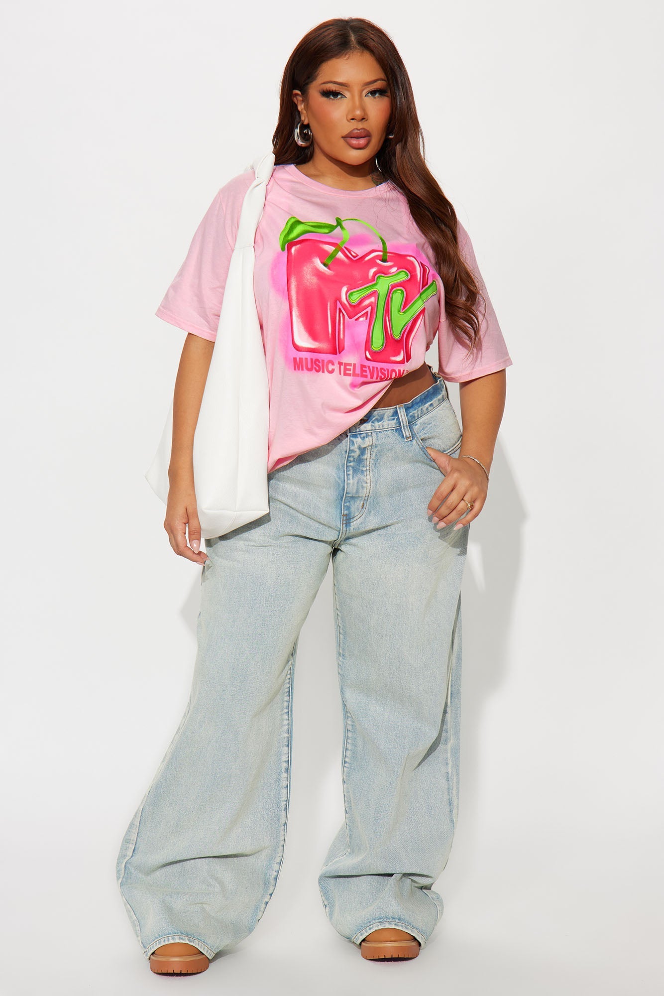Retro MTV Rewind Tee  - Light Pink