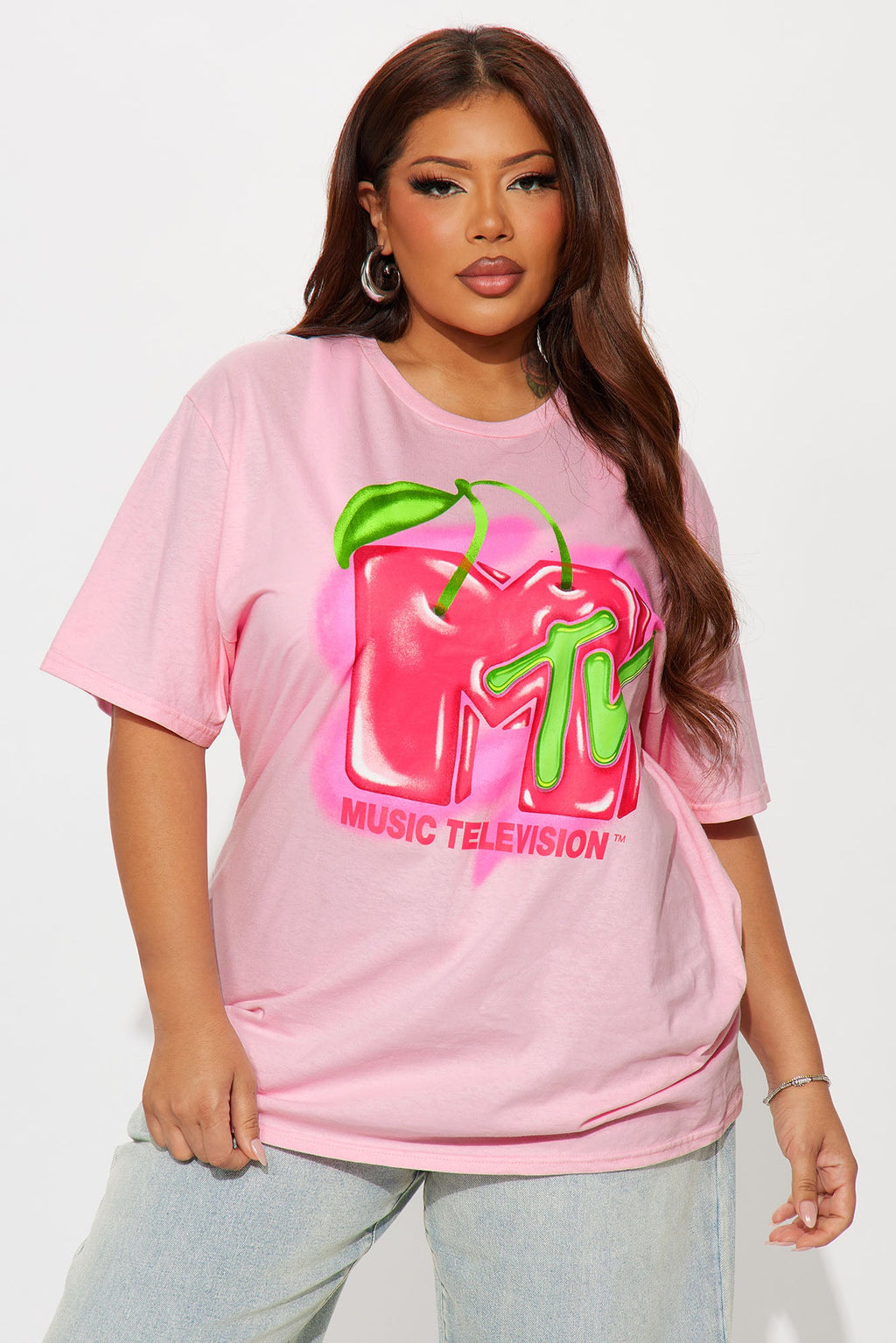 Retro MTV Rewind Tee  - Light Pink