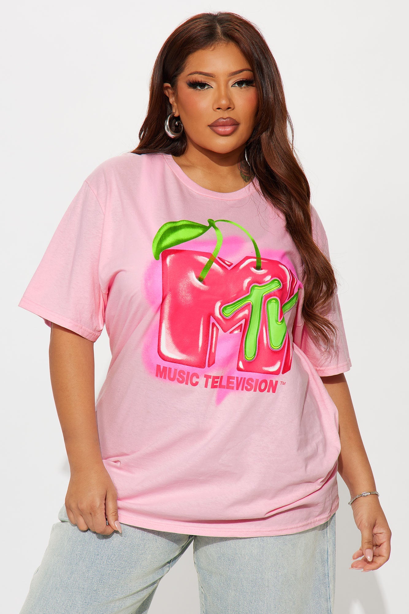 Retro MTV Rewind Tee  - Light Pink