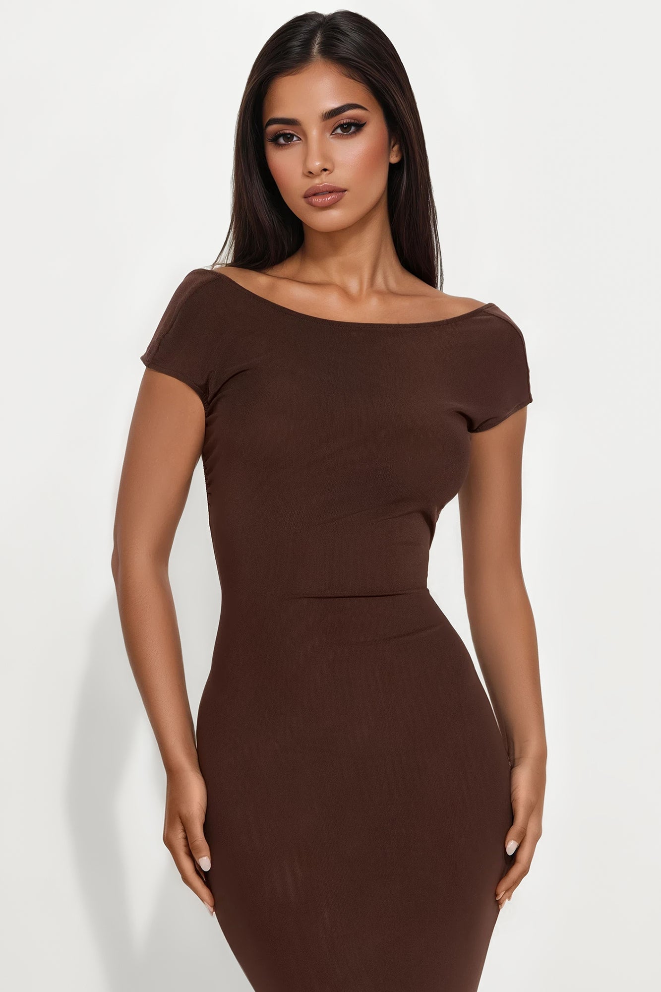 Halo Backless Maxi Dress - Brown