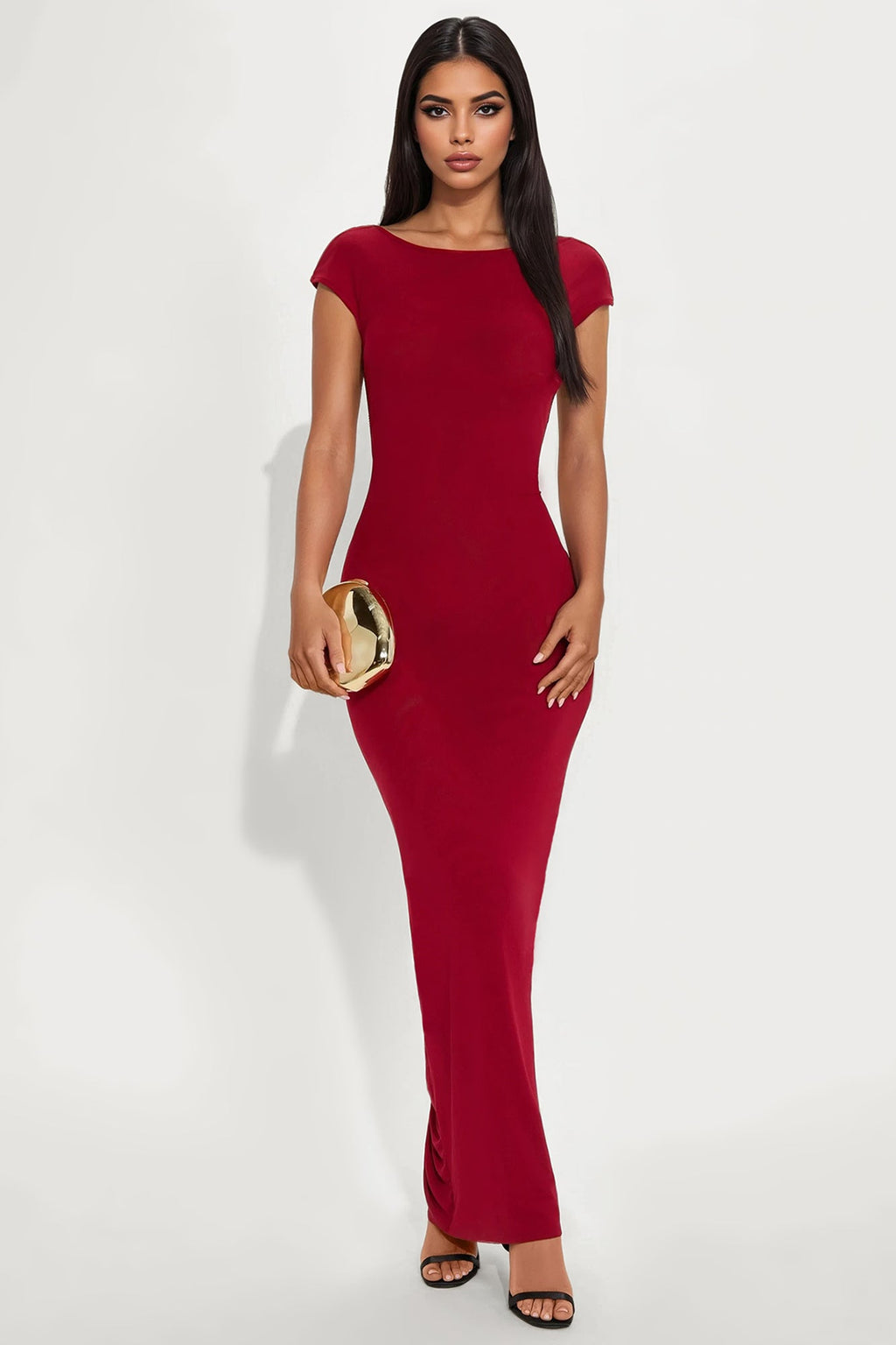 Halo Backless Maxi Dress - Burgundy