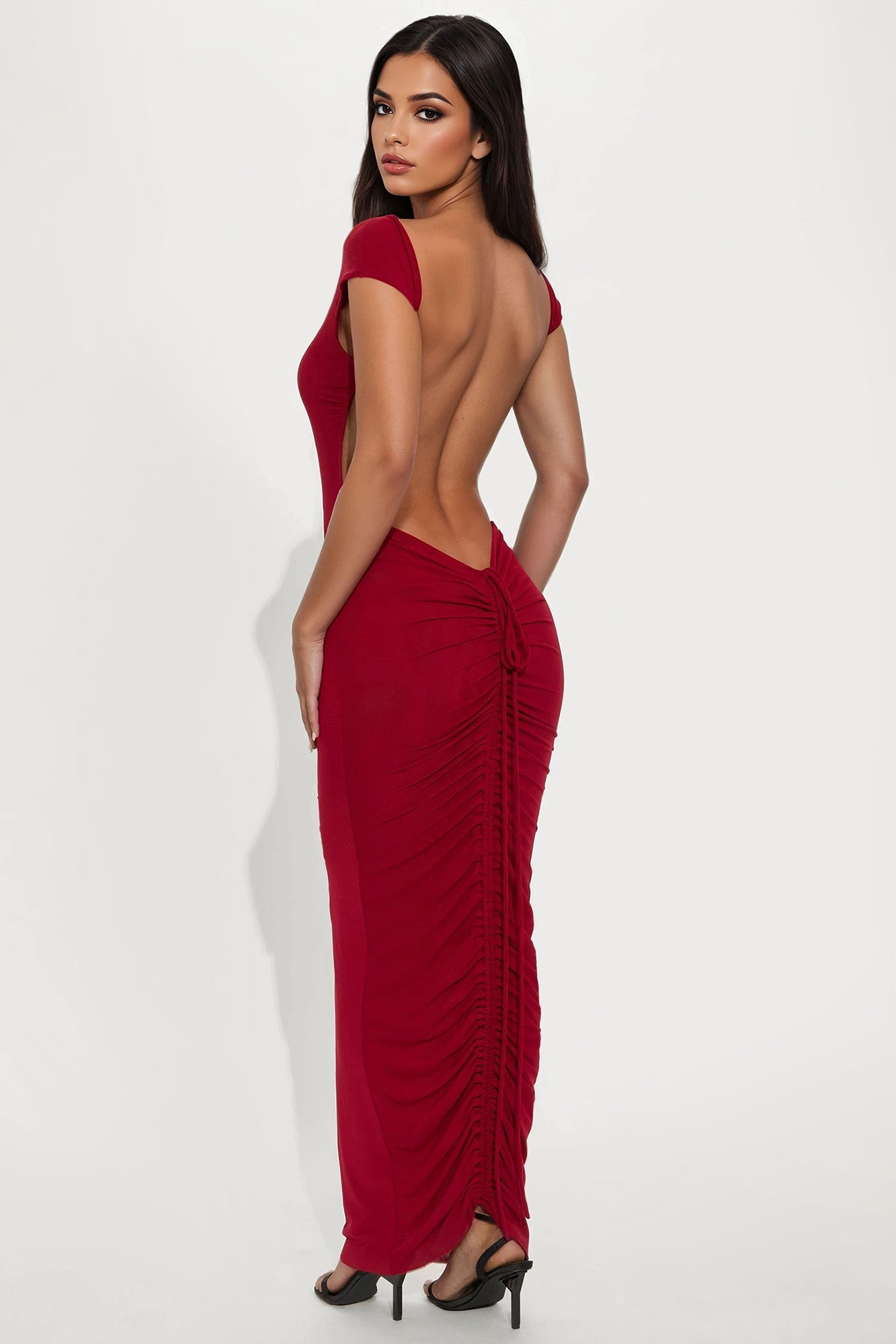 Halo Backless Maxi Dress - Burgundy