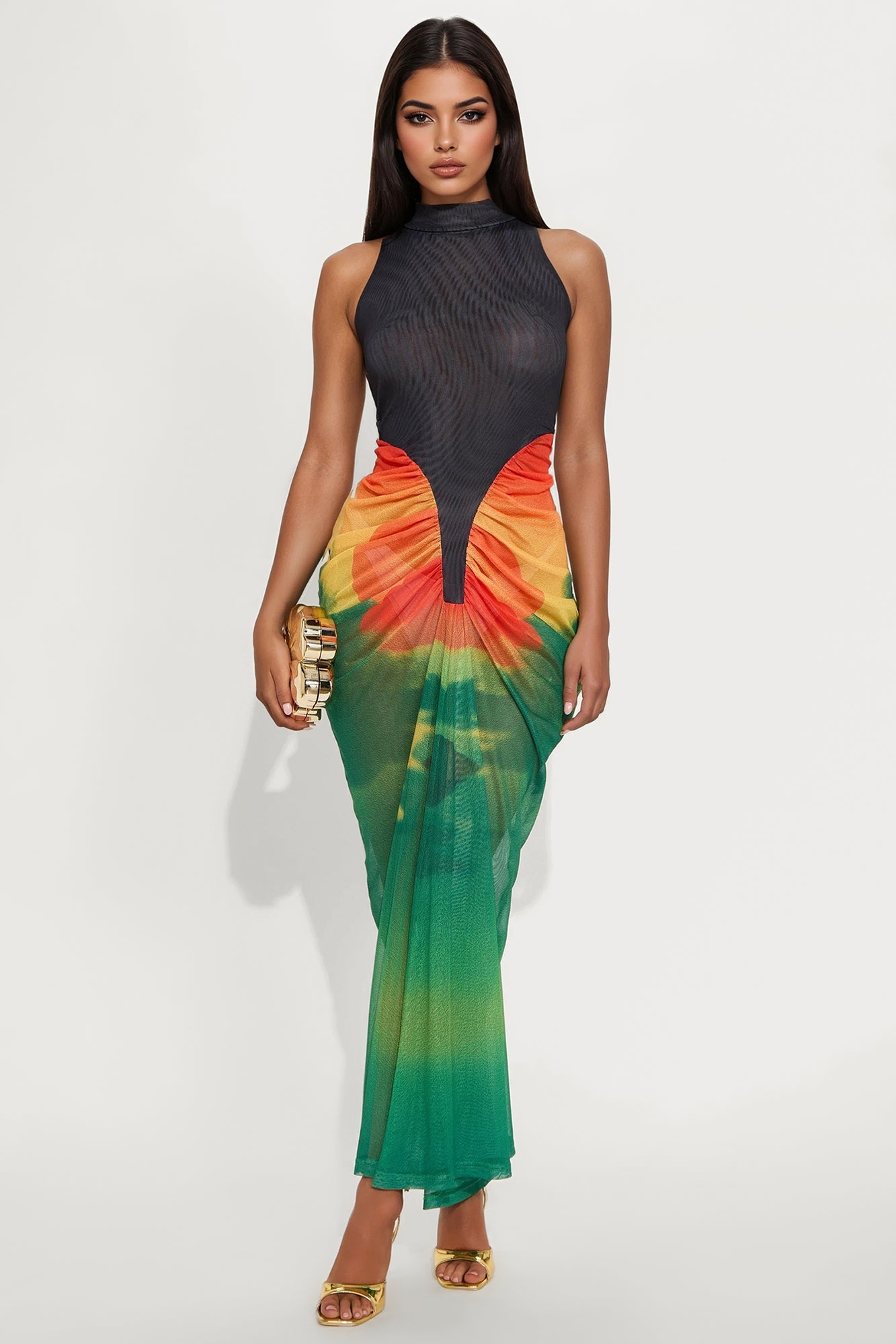 Bound To Tropical Print Maxi Dress - Green/combo