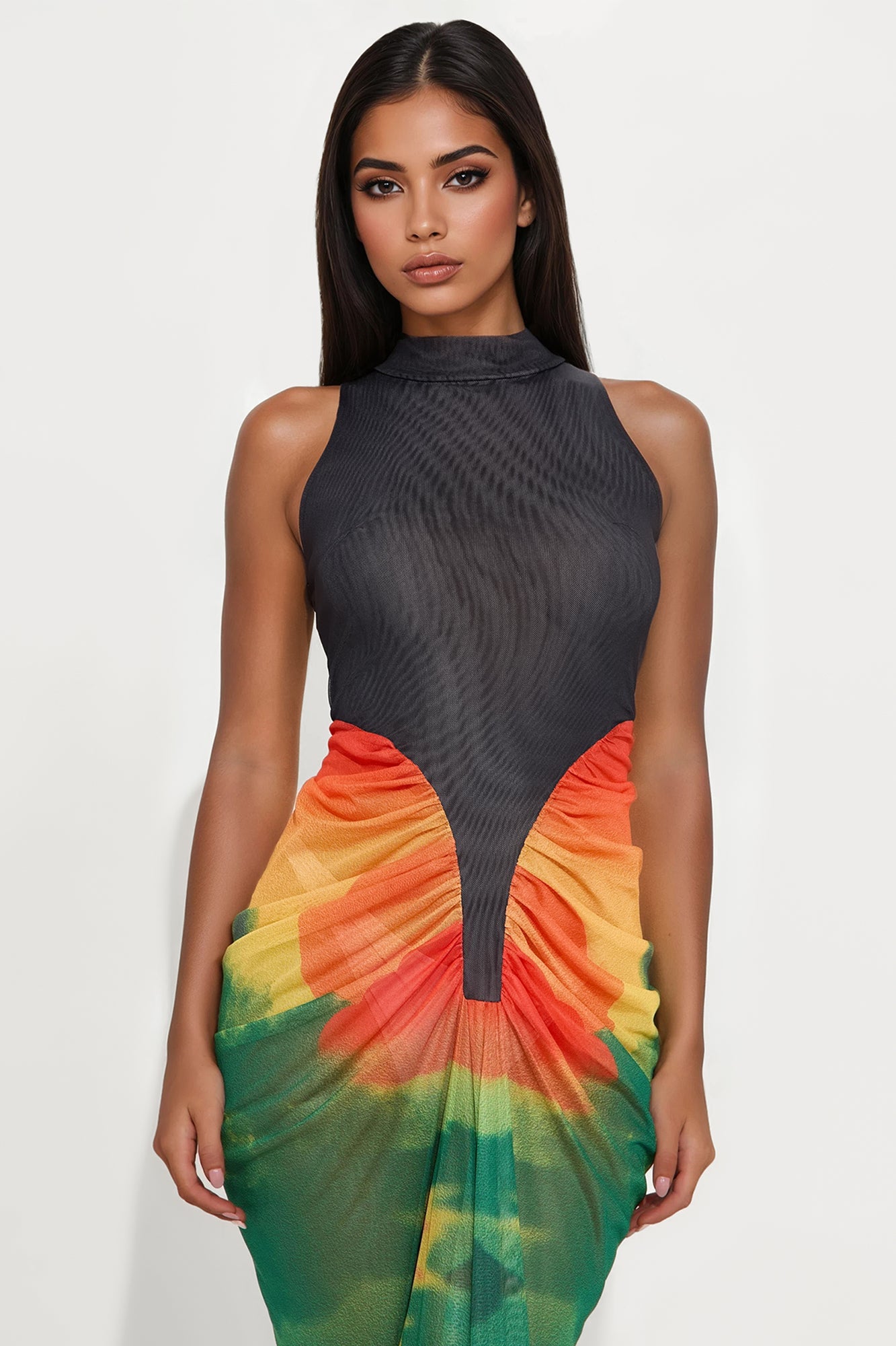Bound To Tropical Print Maxi Dress - Green/combo