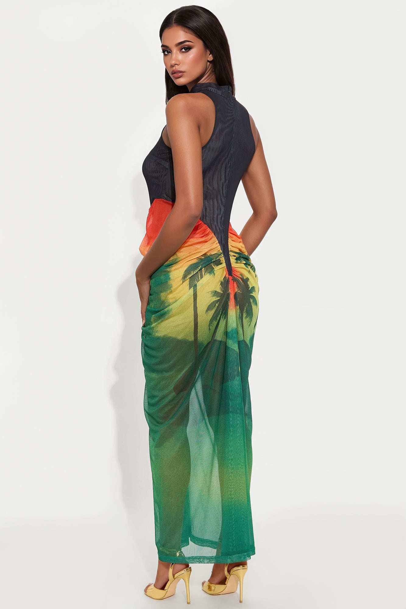Bound To Tropical Print Maxi Dress - Green/combo