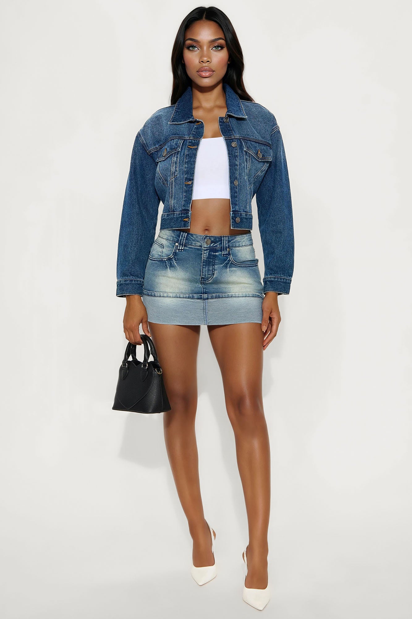 Kimmy Bootcut Denim Micro Mini Skirt - Vintage Wash