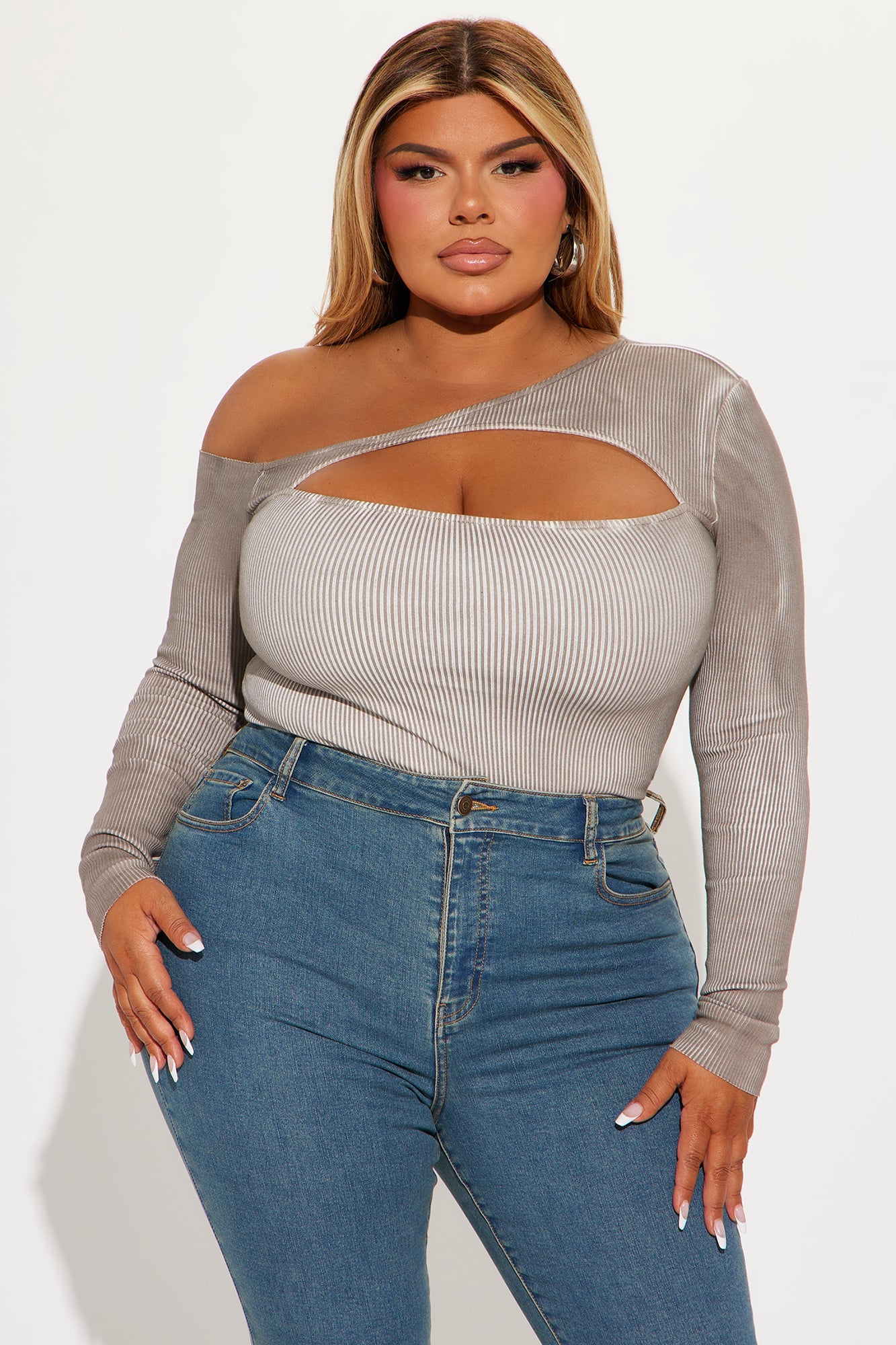 Don't Wait Up One Shoulder Top - Mocha