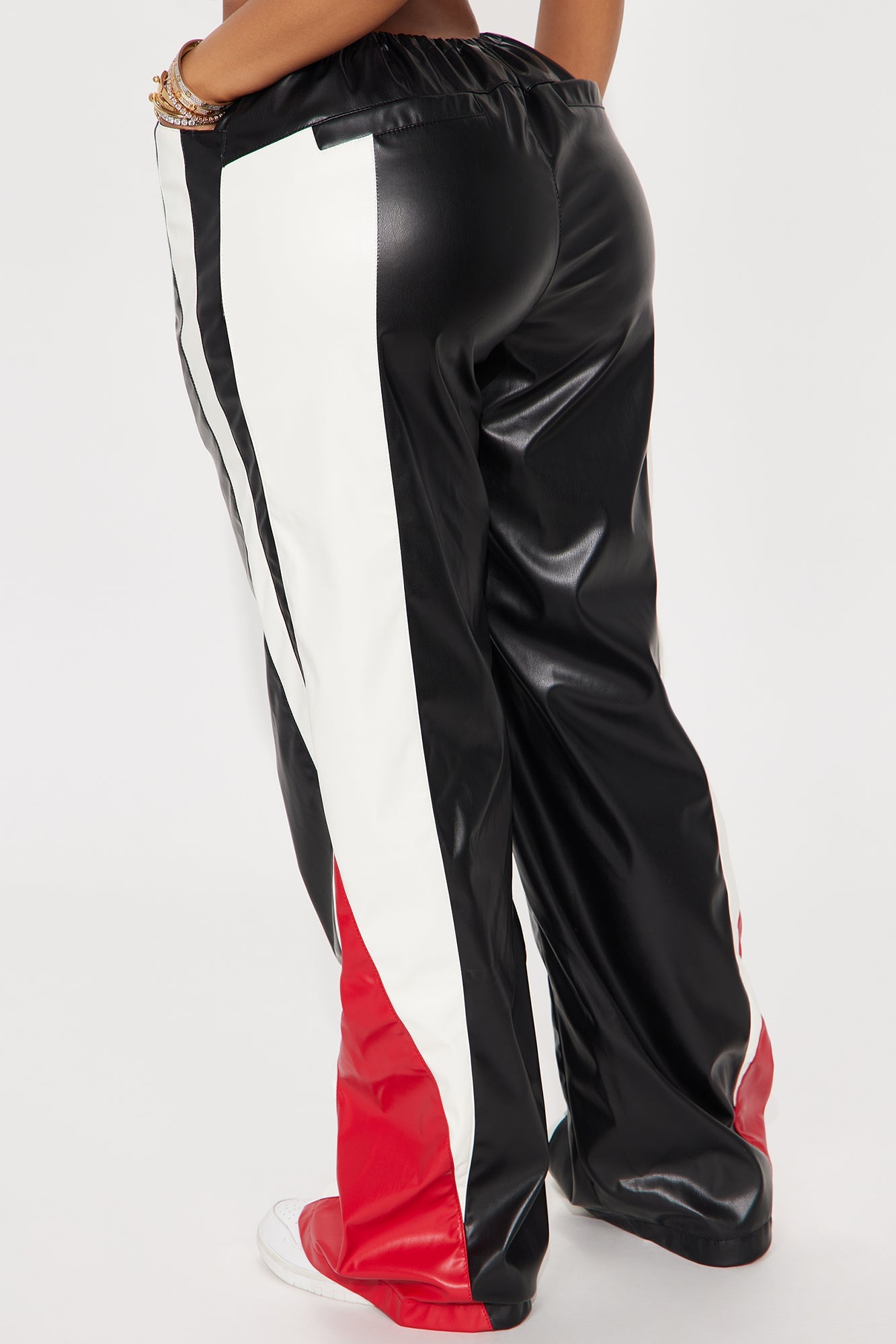 Aleksandra Faux Leather Colorblock Pant - Black/combo
