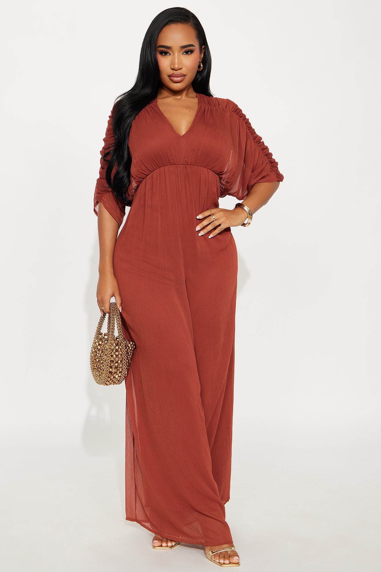 Napa Valley Chiffon Jumpsuit - Rust