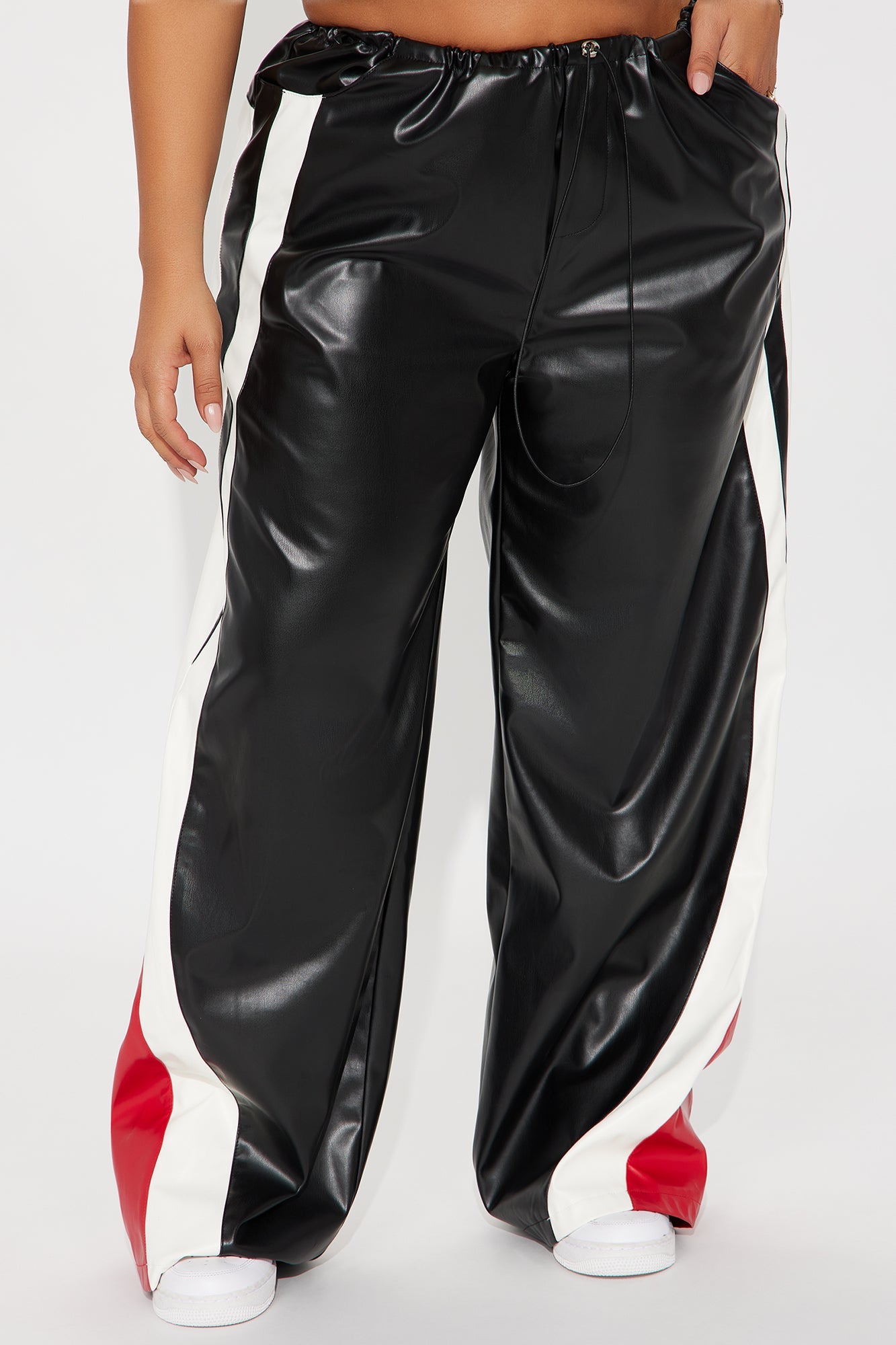 Aleksandra Faux Leather Colorblock Pant - Black/combo