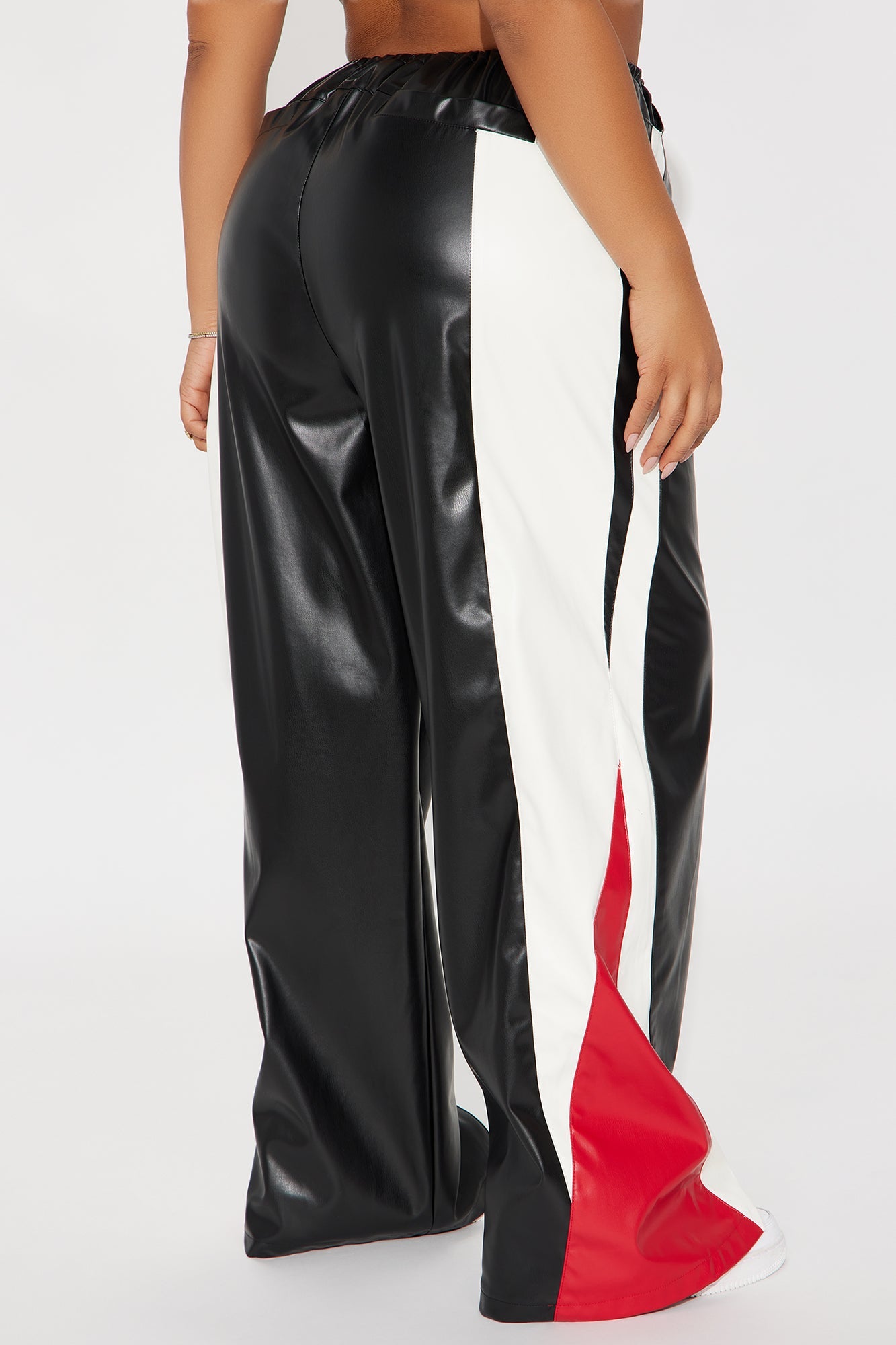 Aleksandra Faux Leather Colorblock Pant - Black/combo