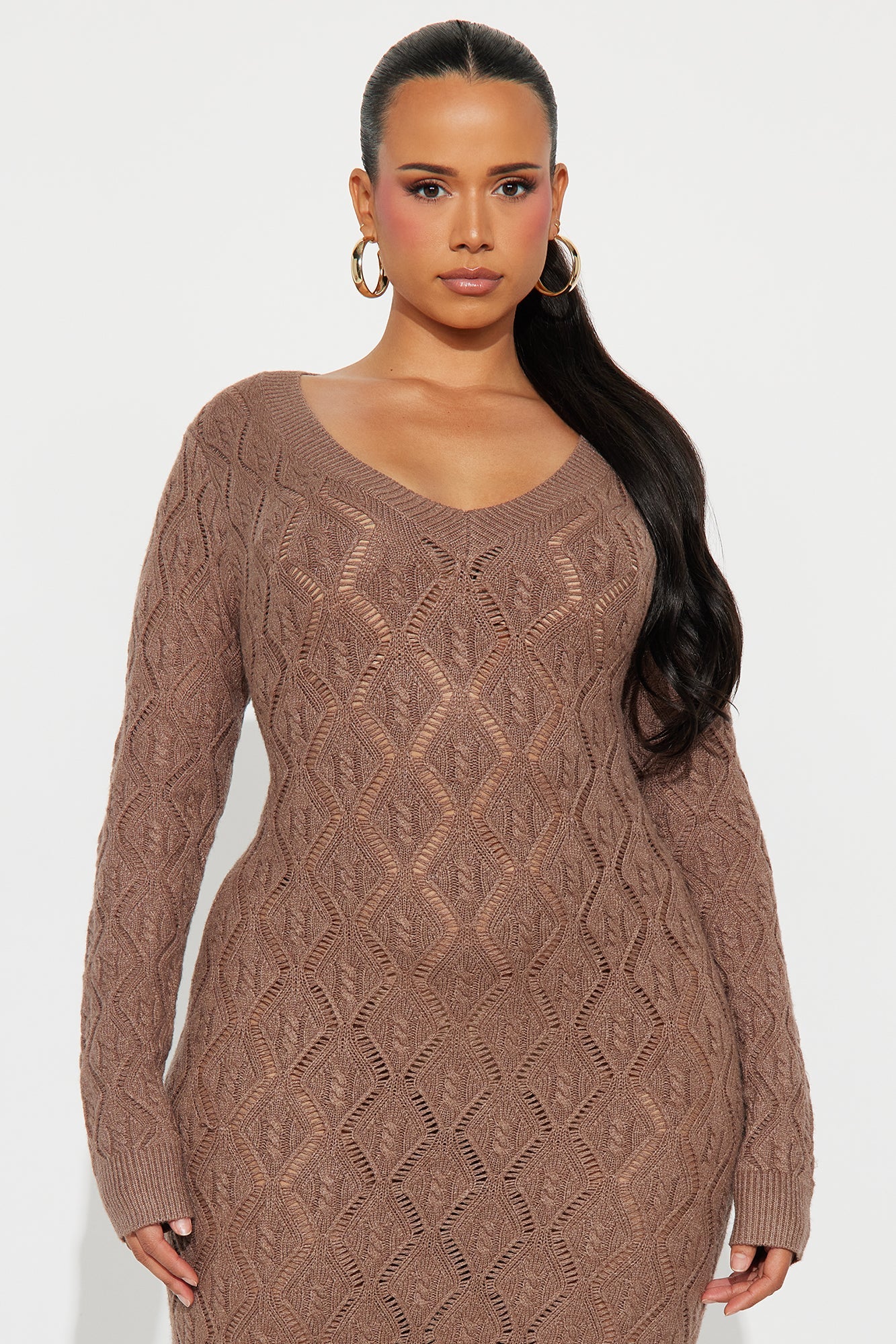 Oriana Sweater Maxi Dress - Brown