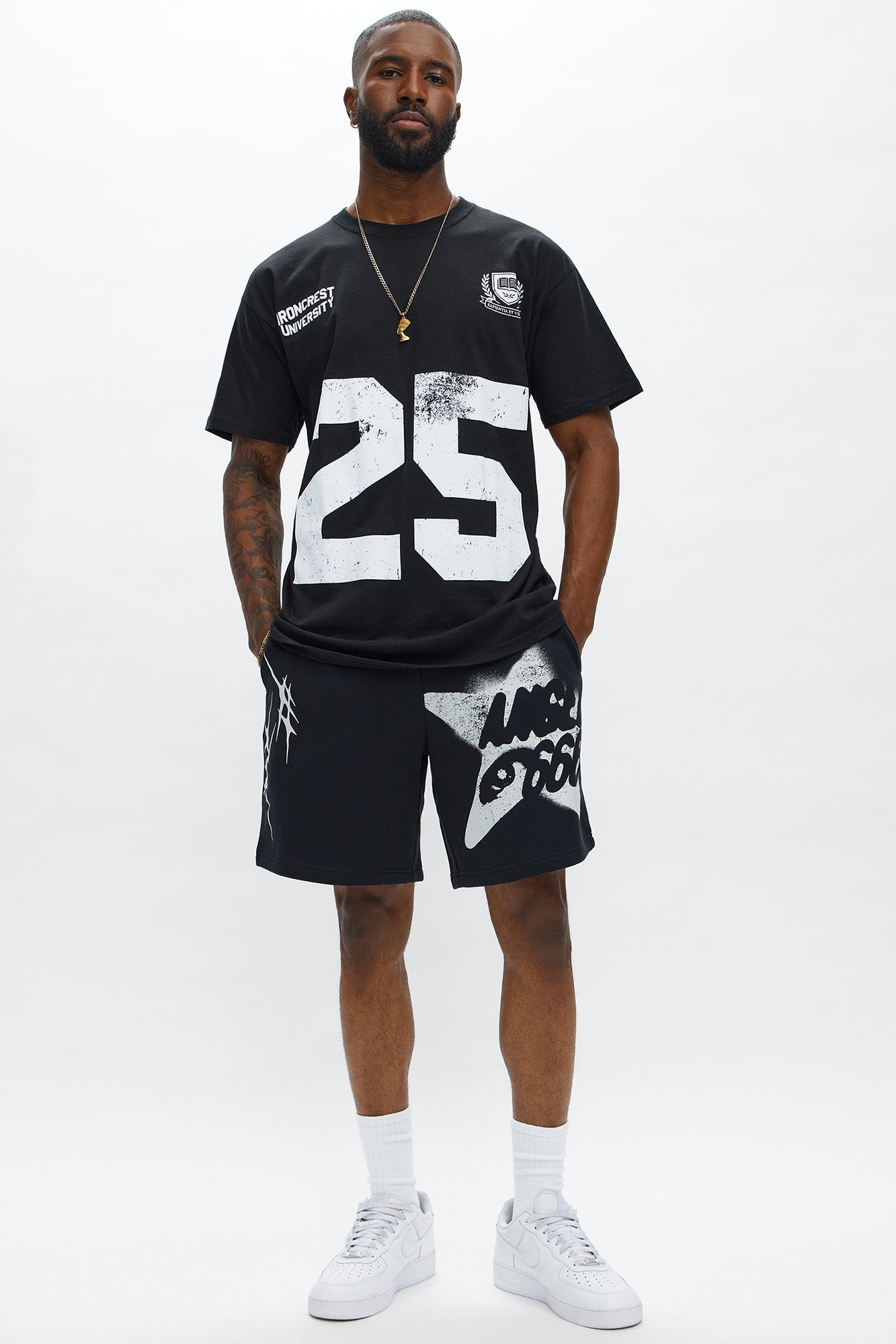 Angel Star 666 Sweatshort - Black