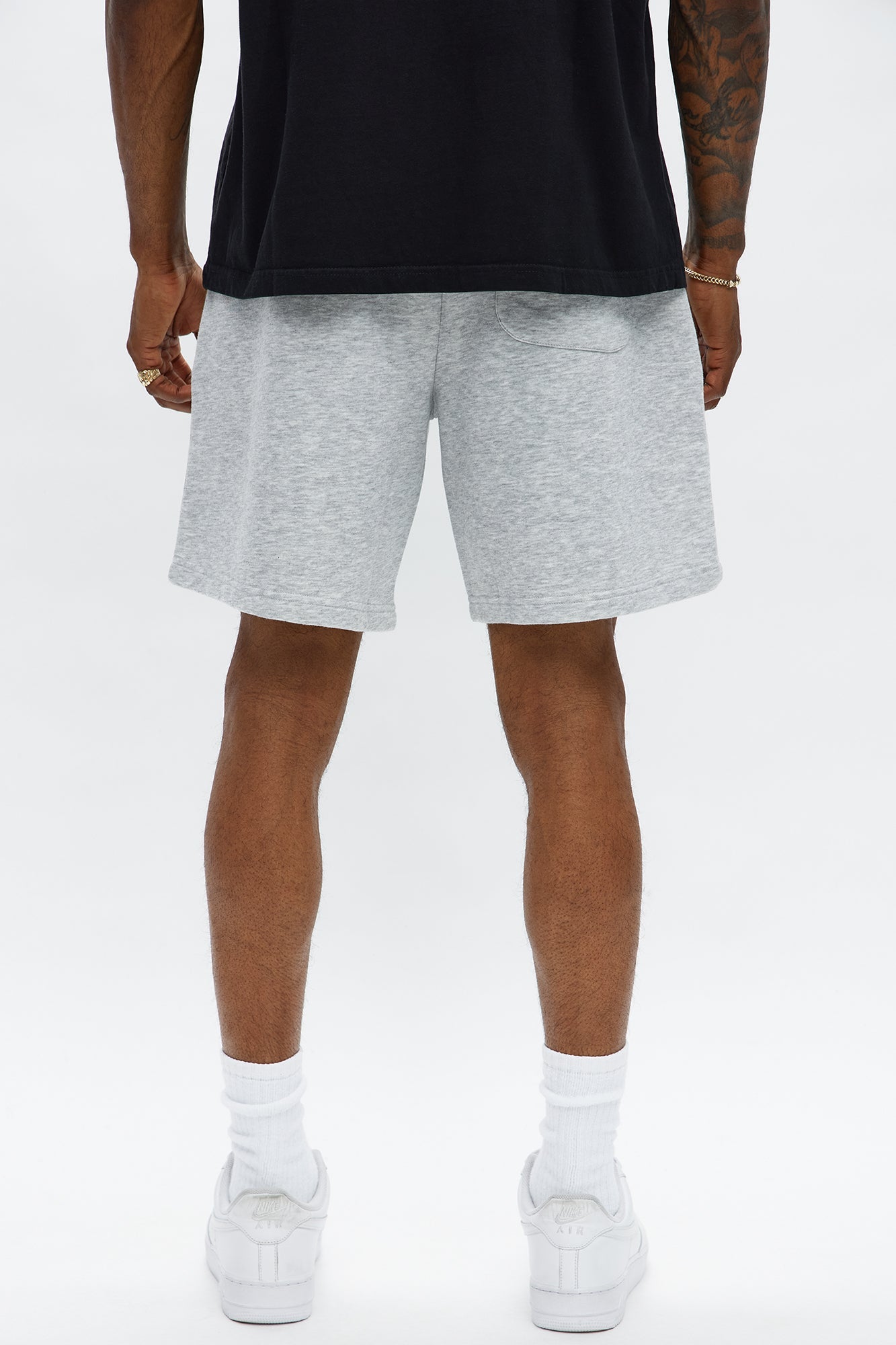 Tyson Relaxed Hit Up Applique Shorts - Heather Grey