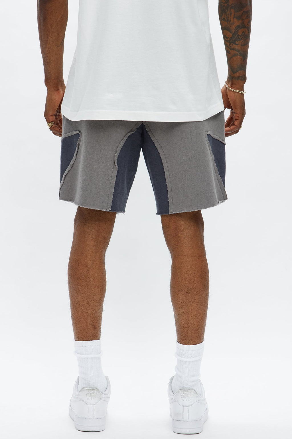 Patchwork Baggy Sweatshort - Grey