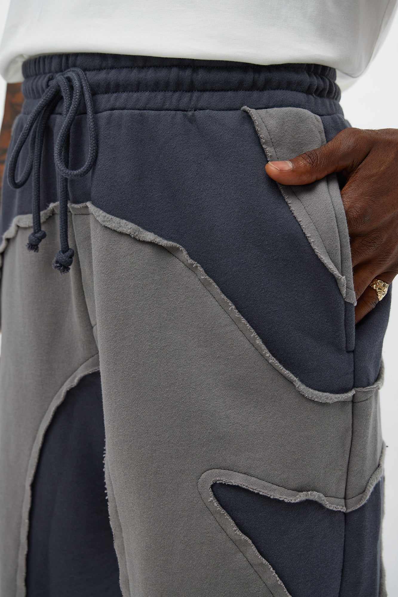 Patchwork Baggy Sweatshort - Grey