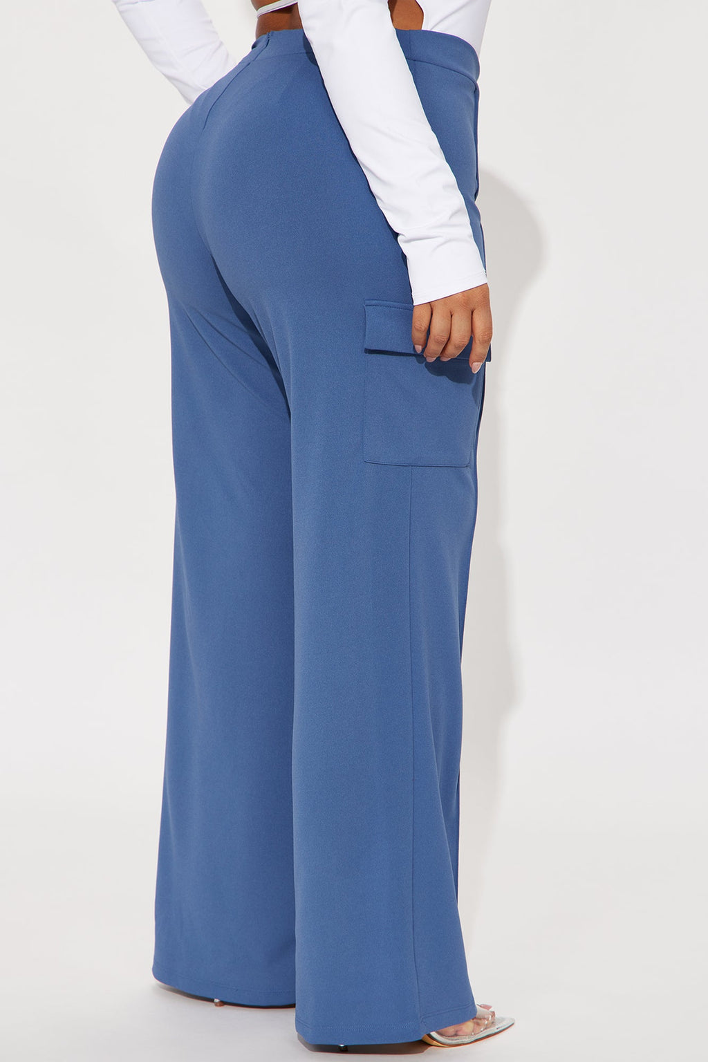 Tara Wide Leg CargoTrouser Pant - Slate Blue