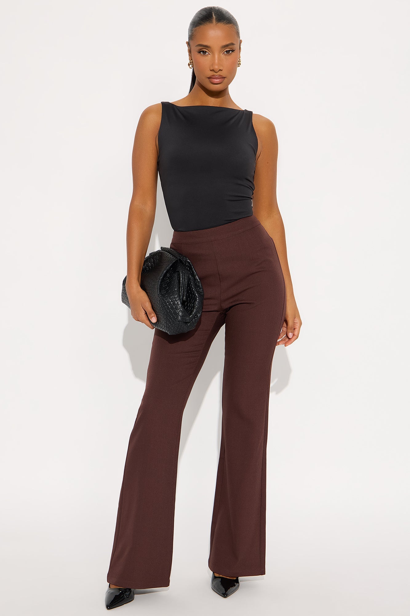 Abrina Twill Flare Pant - Chocolate