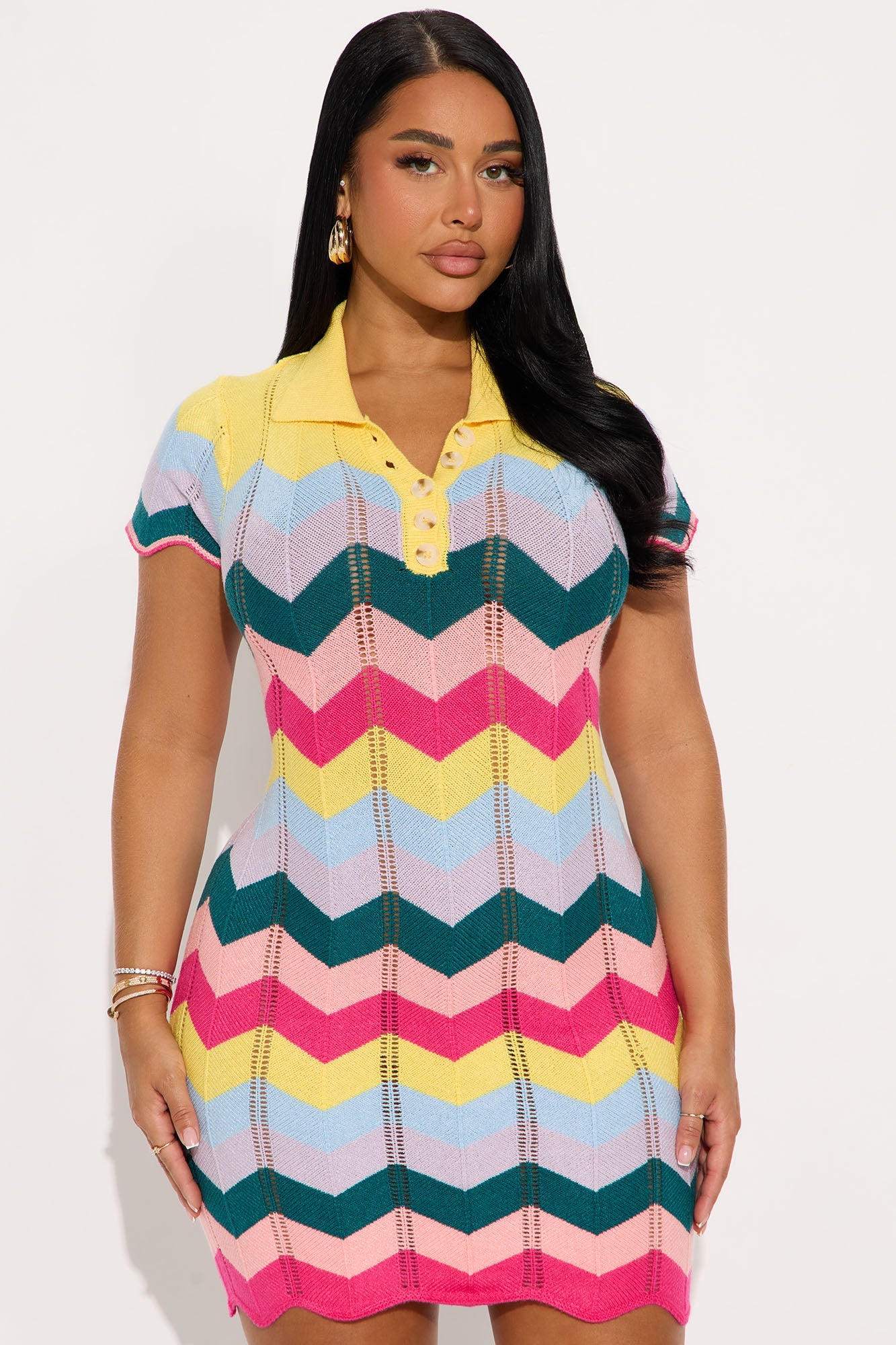 Tall Always Happy Knit Mini Dress - Multi Color