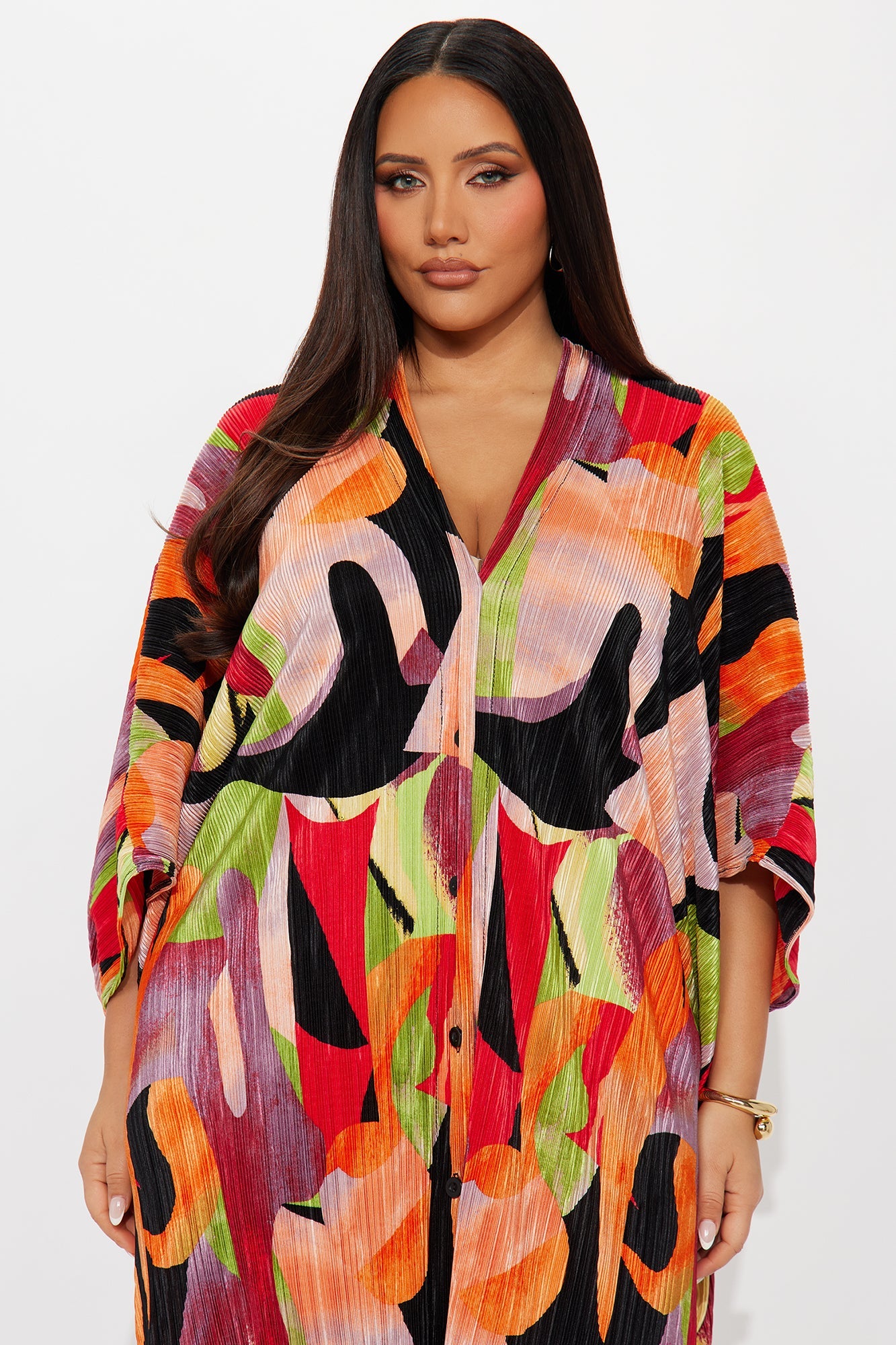 Isa Plisse Printed Maxi Dress - Green/combo