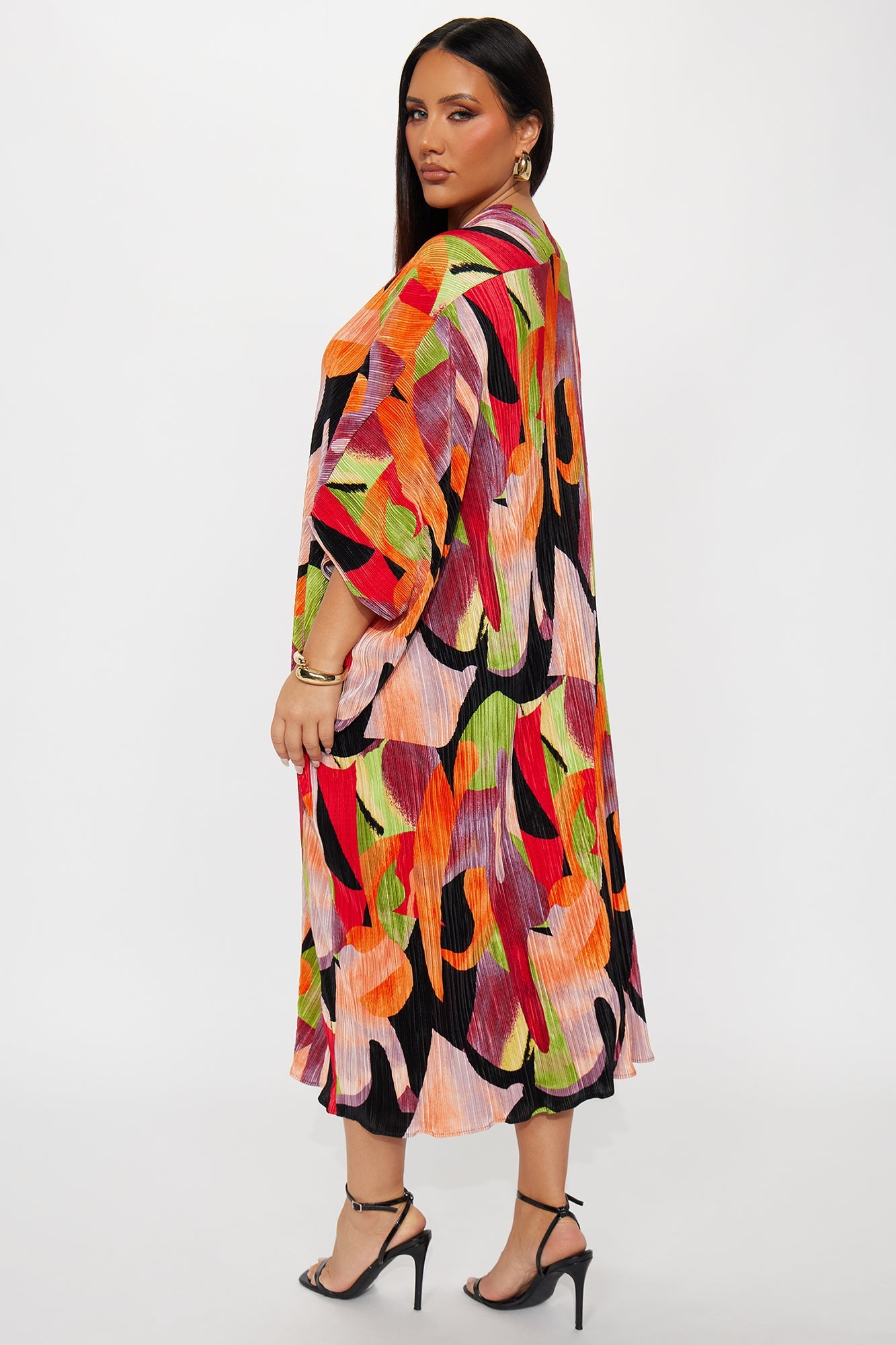 Isa Plisse Printed Maxi Dress - Green/combo