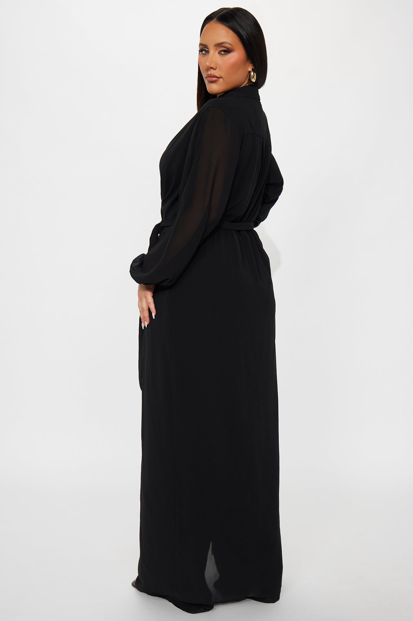 Alondra Chiffon Long Sleeve Jumpsuit - Black