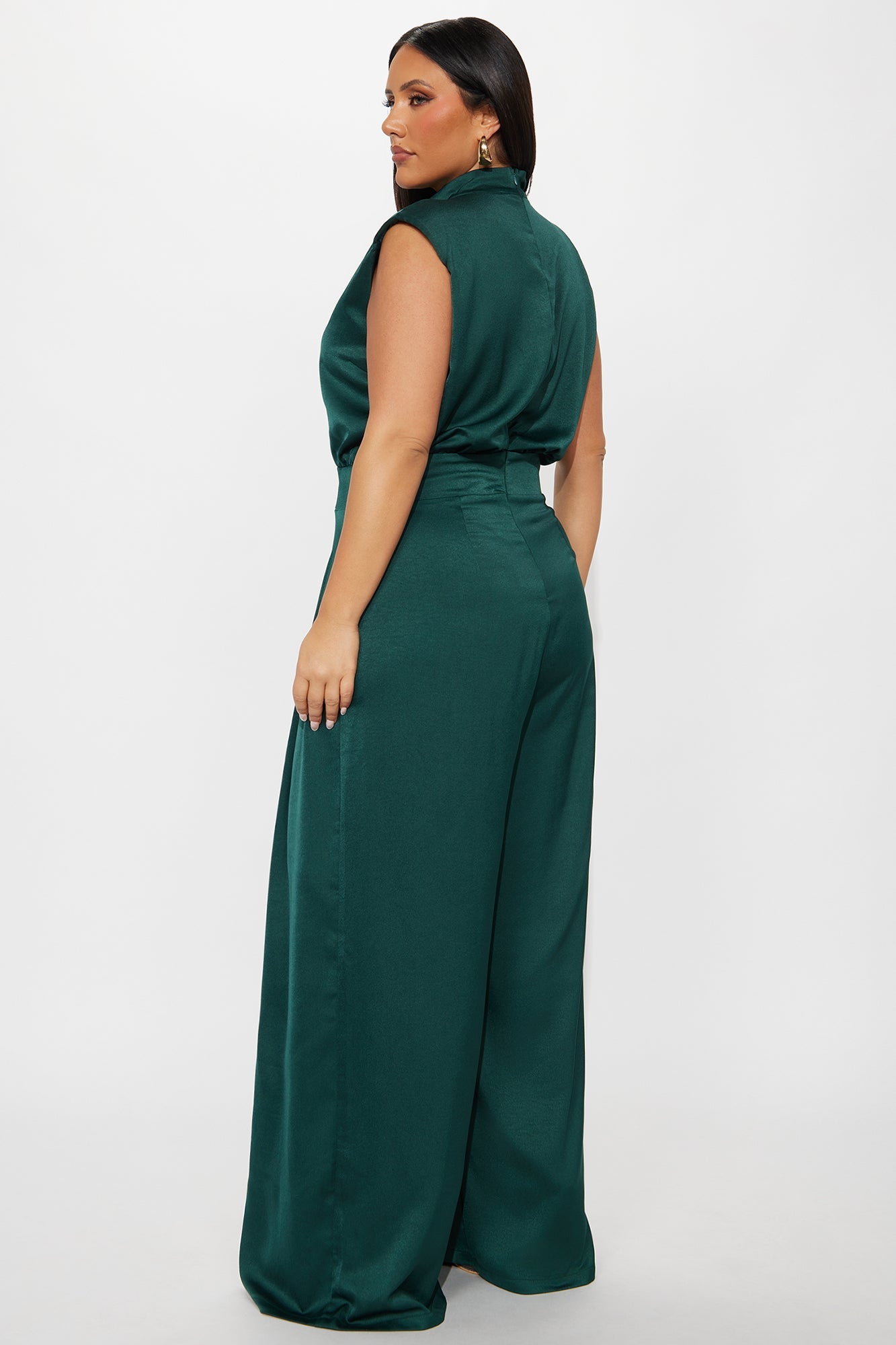 Name Of The Game Satin Jumpsuit - Hunter