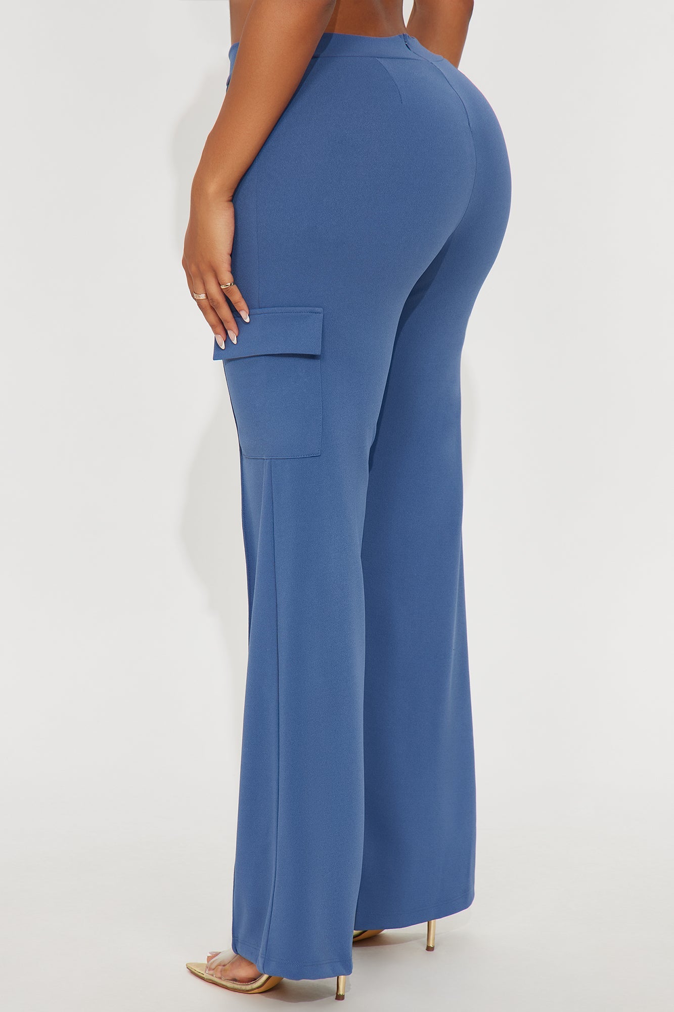 Tara Wide Leg CargoTrouser Pant - Slate Blue