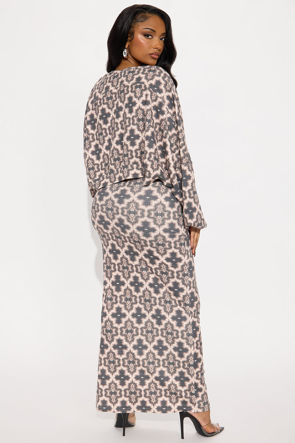Chill Days 2 Piece Maxi Dress Set - Brown/combo