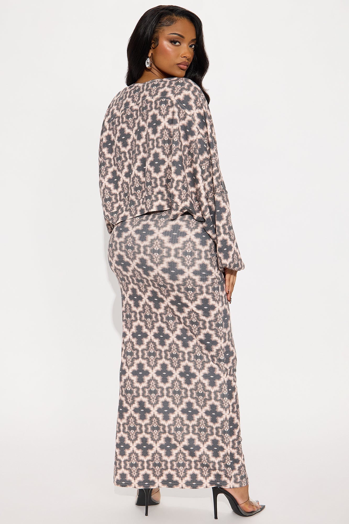 Chill Days 2 Piece Maxi Dress Set - Brown/combo
