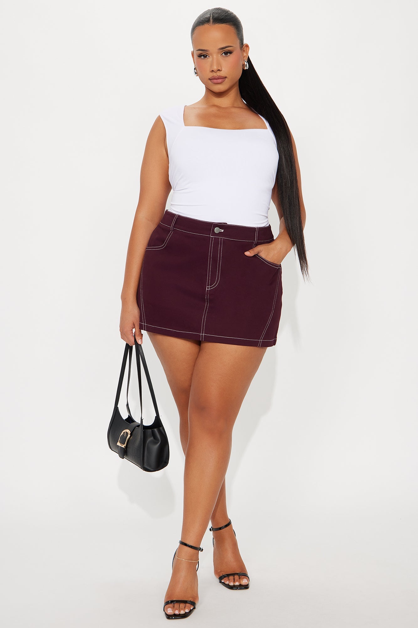 Darcy Twill Micro Mini Skirt - Plum