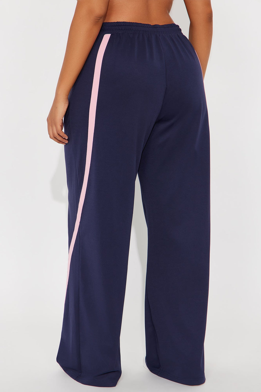 Adrienne Wide Leg Fleece Track Pant - Blue/combo
