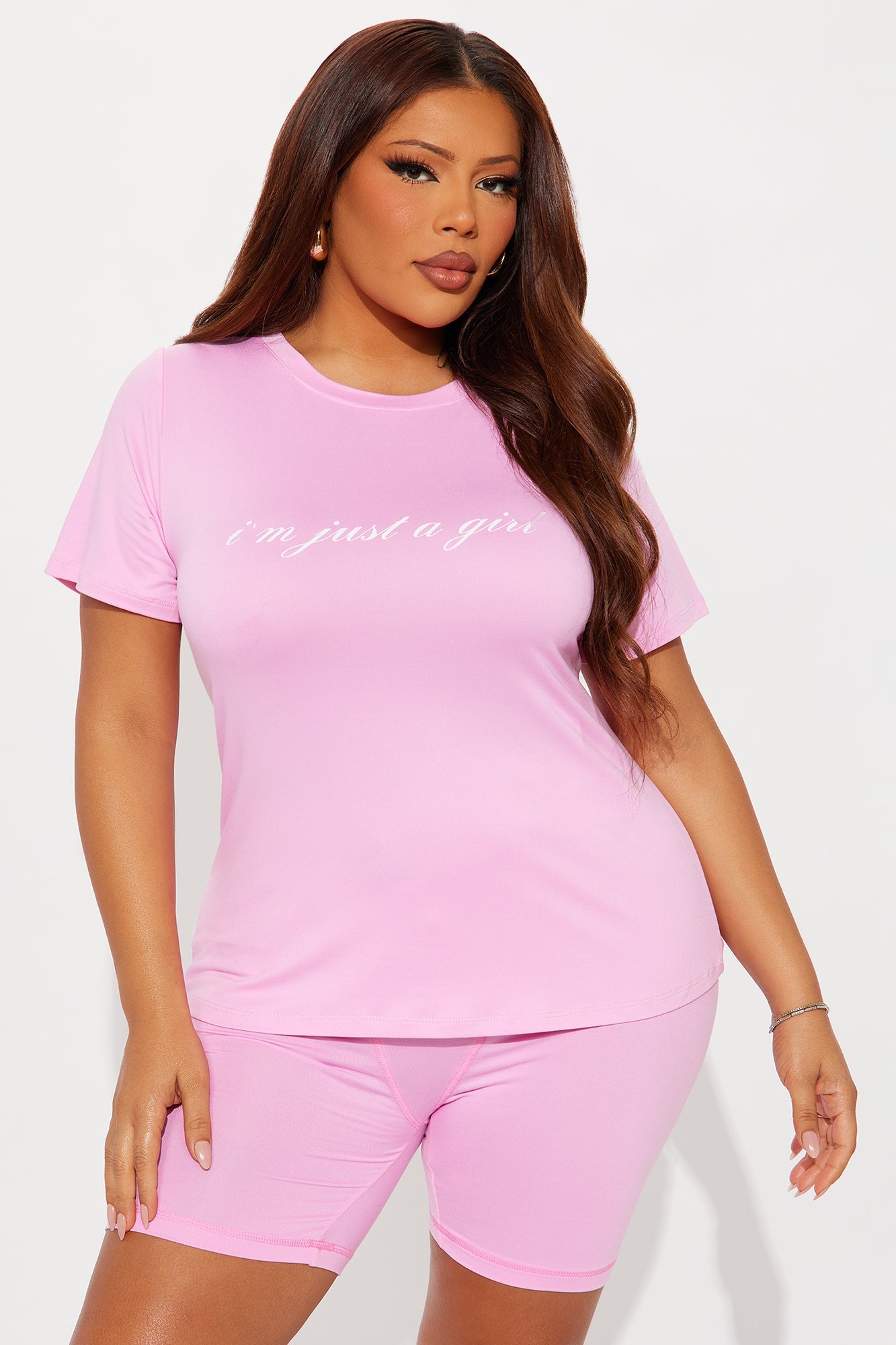 Just A Girl PJ Boxer Short Set - Pink