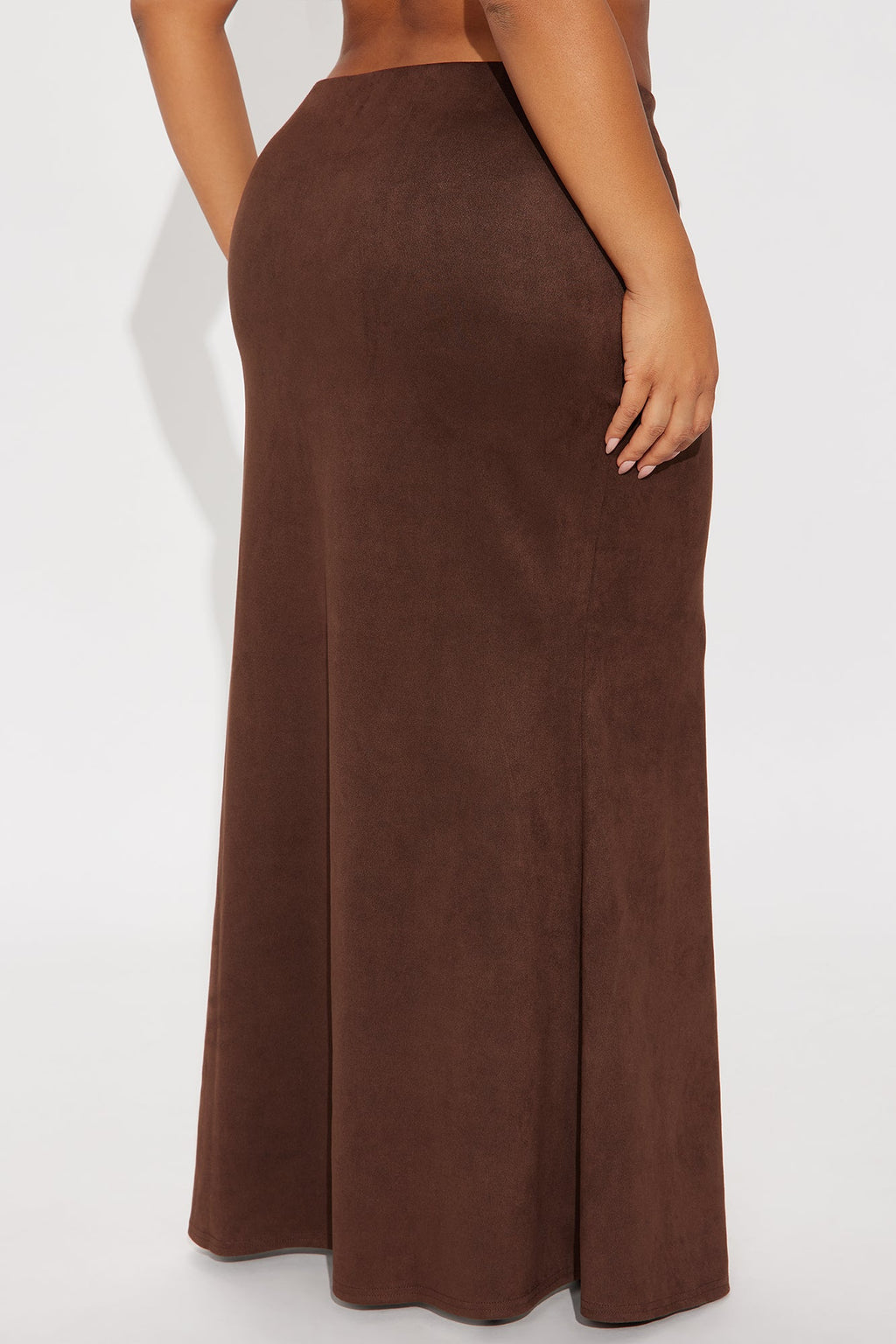 Out West Faux Suede Maxi Skirt - Chocolate