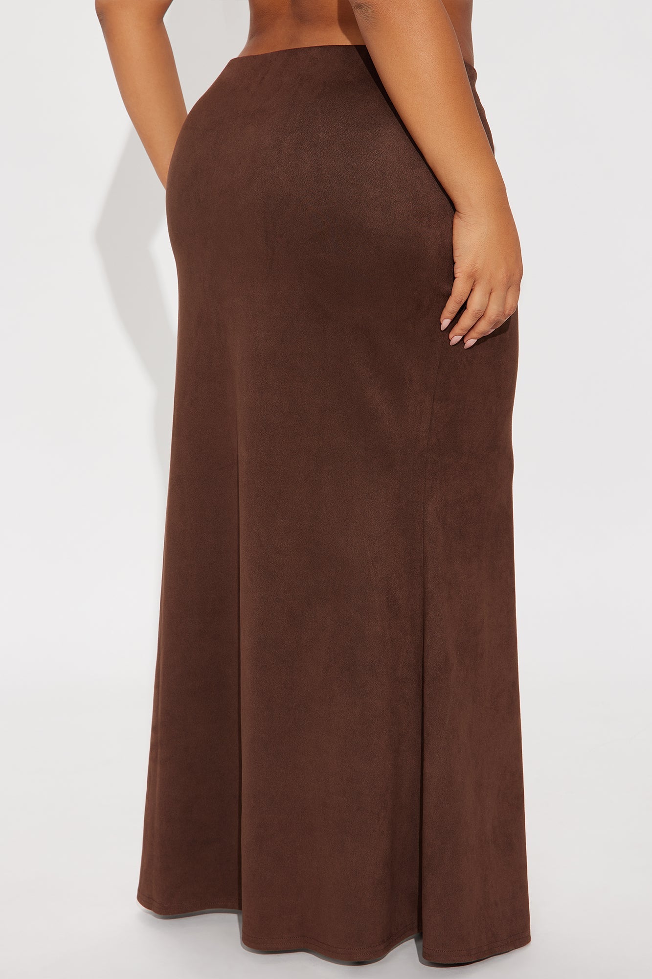 Out West Faux Suede Maxi Skirt - Chocolate