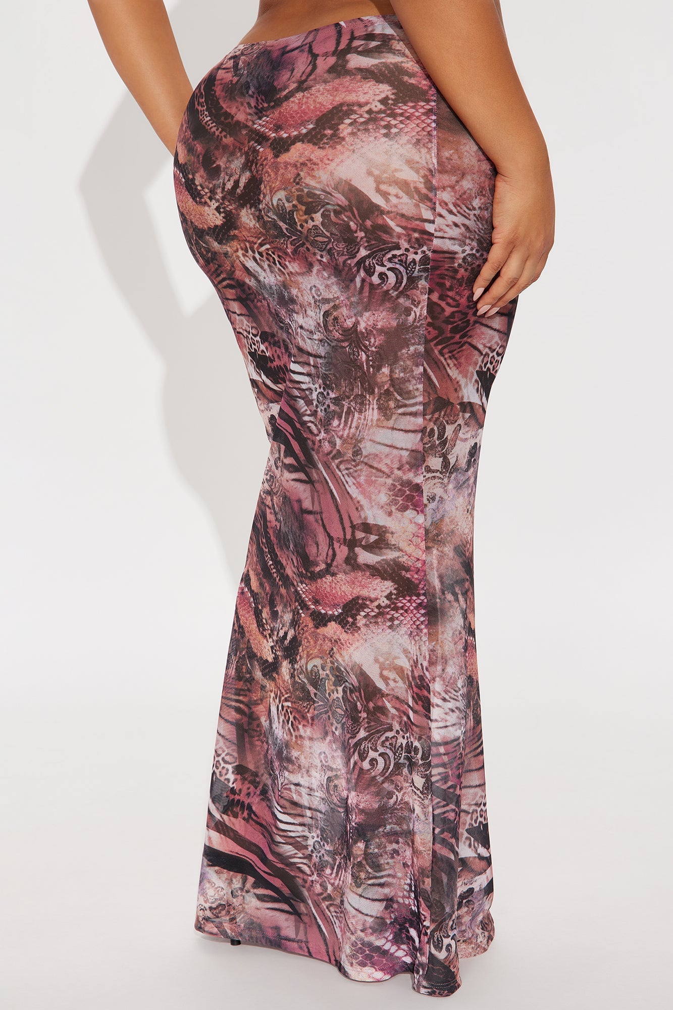 Layla Sheer Animal Print Mesh Maxi Skirt - Brown/combo