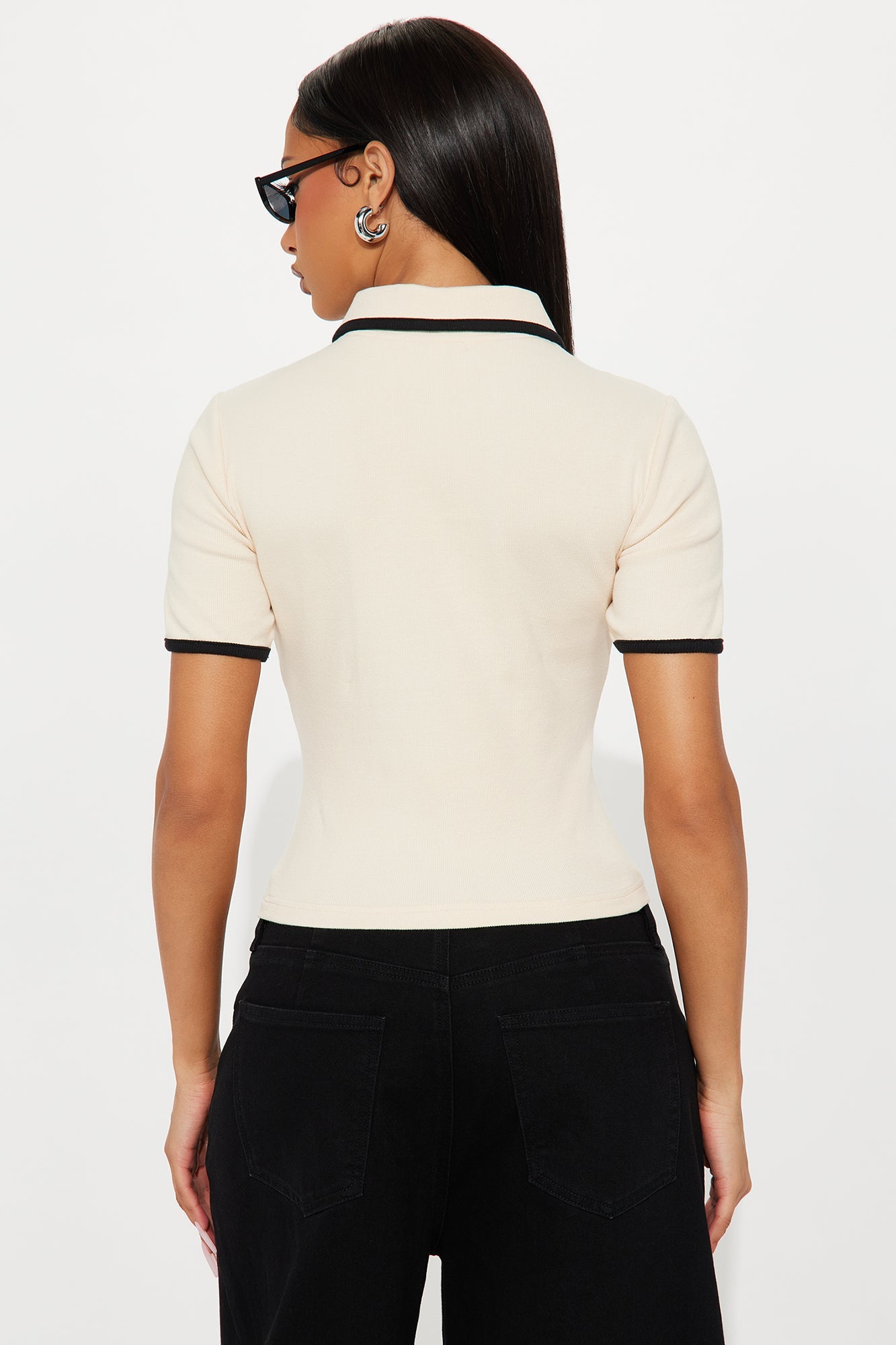 Golf Club Short Sleeve Polo Top - Cream/combo