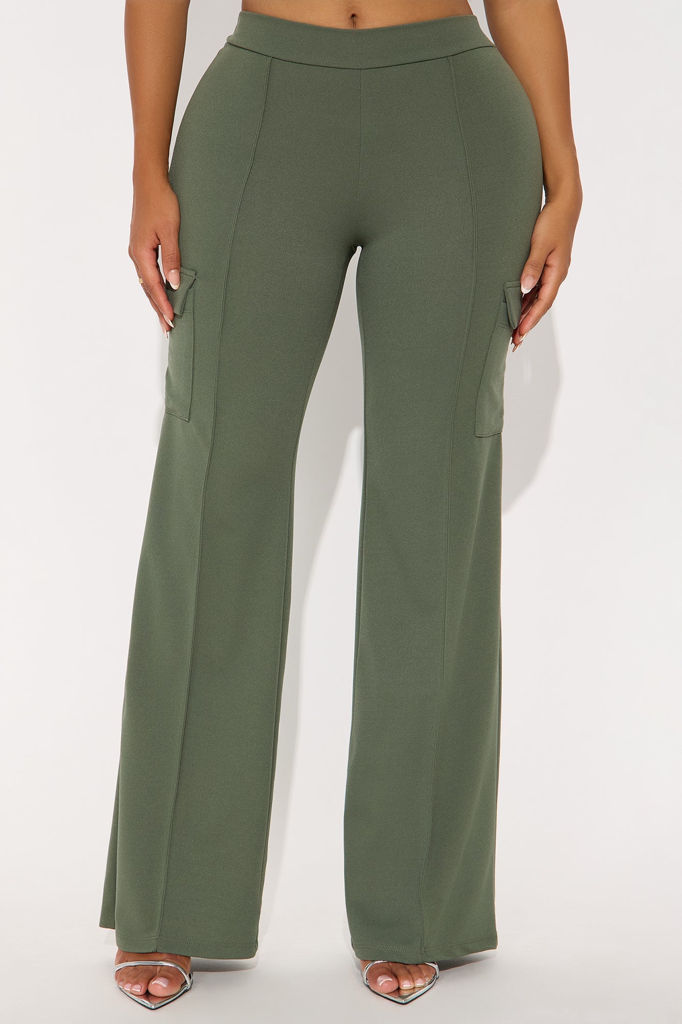 Tara Wide Leg CargoTrouser Pant - Olive