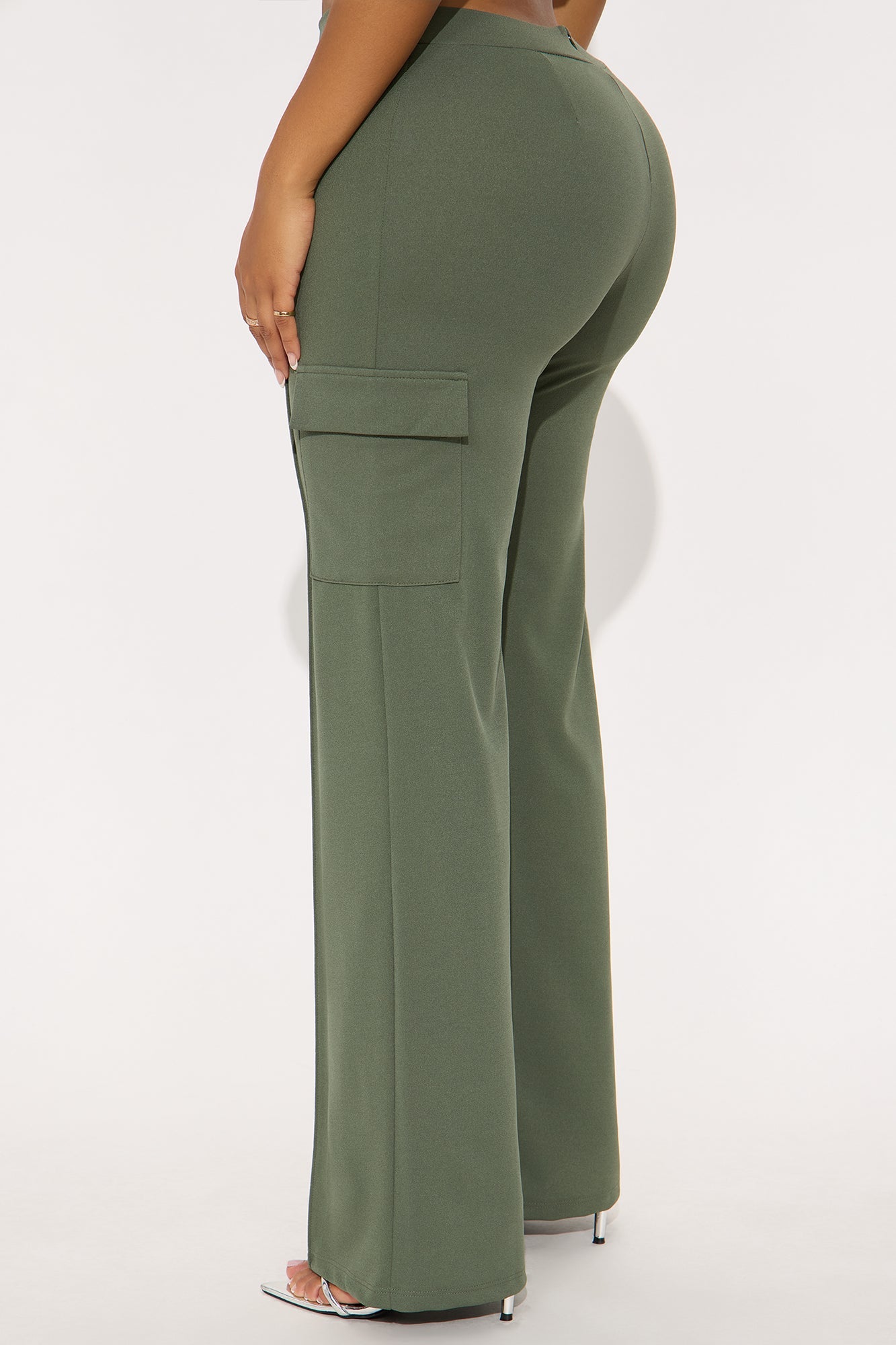 Tara Wide Leg CargoTrouser Pant - Olive