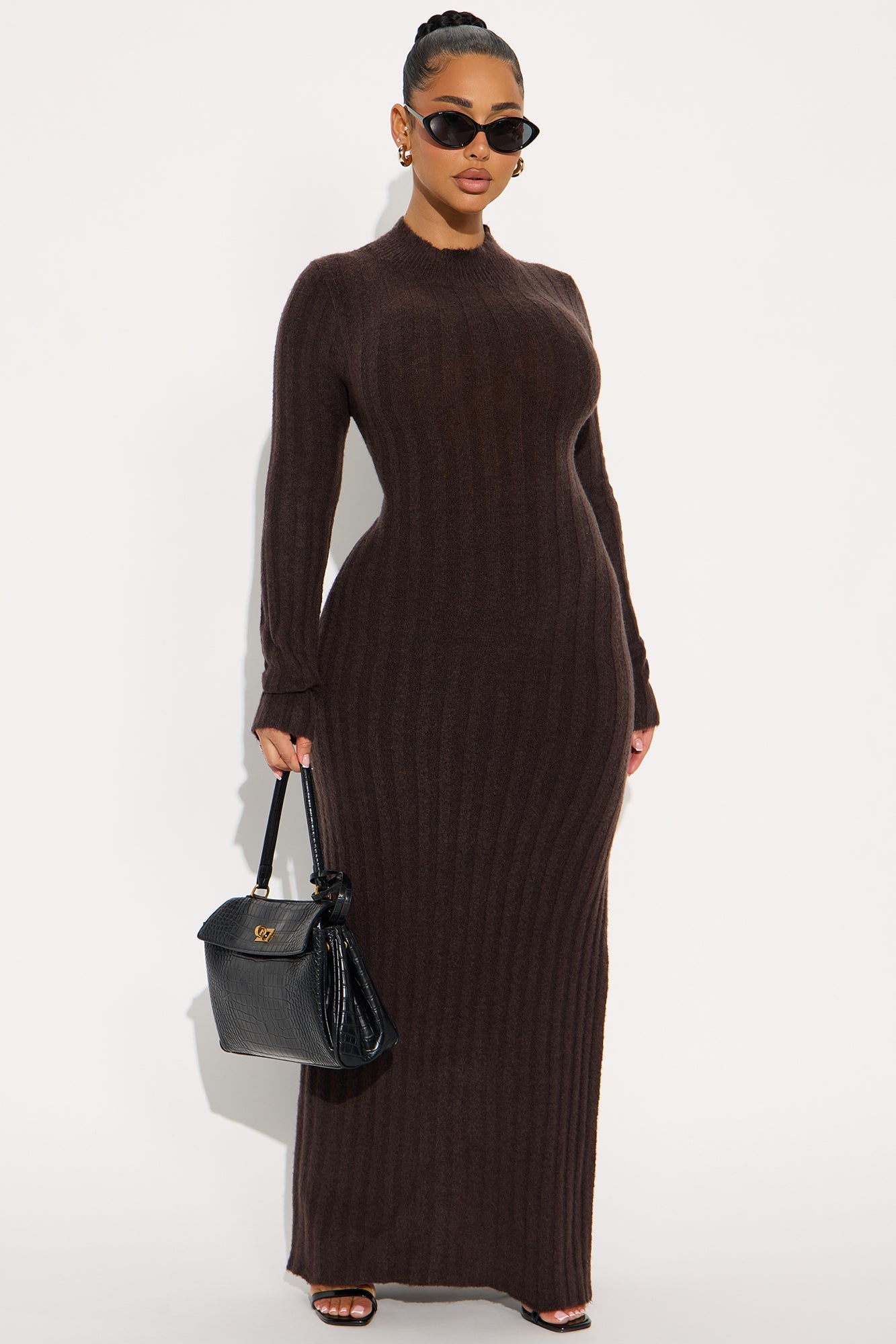 Colette Knit Maxi Dress - Brown