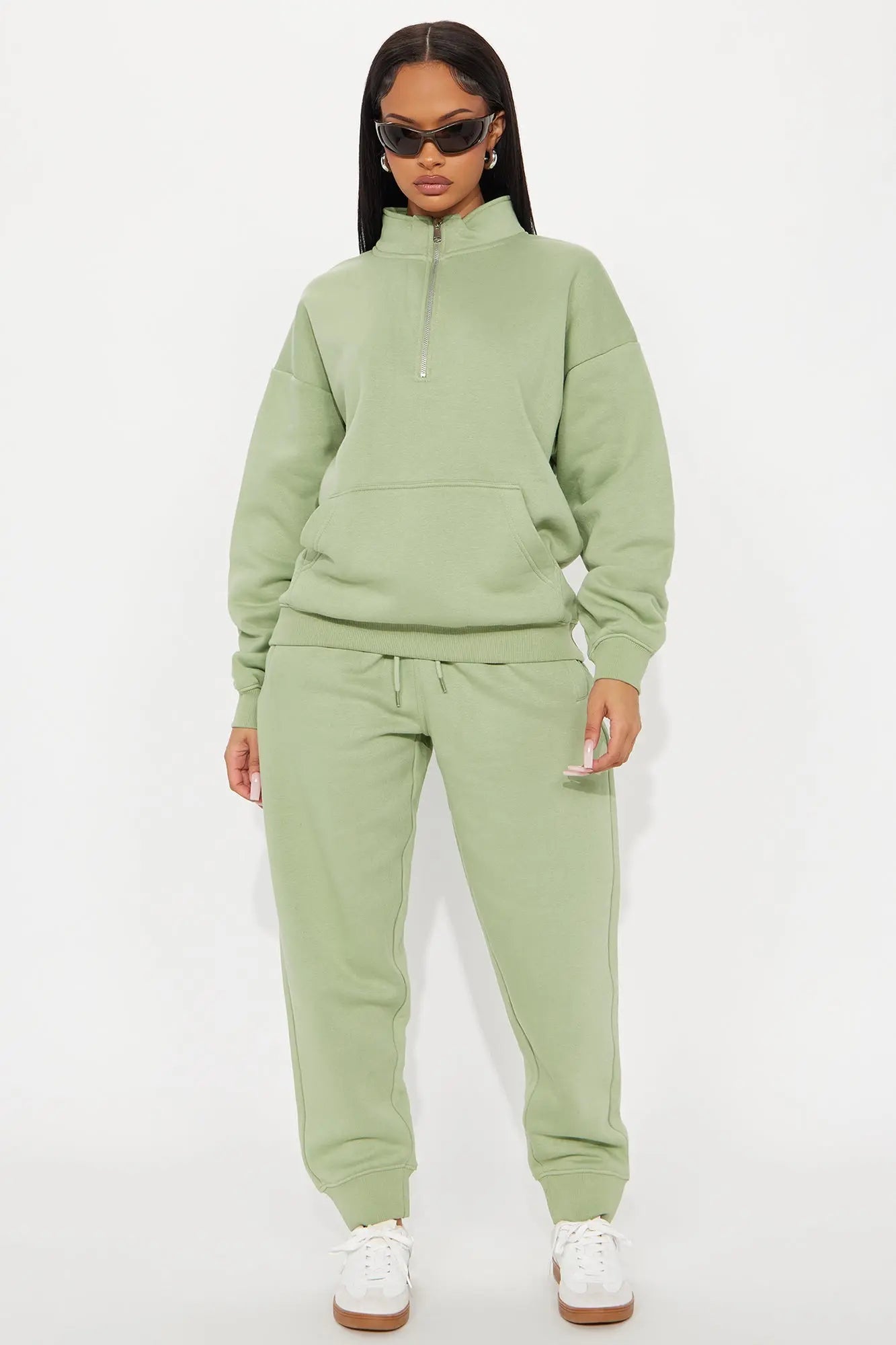 Stole My Ex Boyfriend's Oversized Quarter Zip Sweatshirt - Sage 