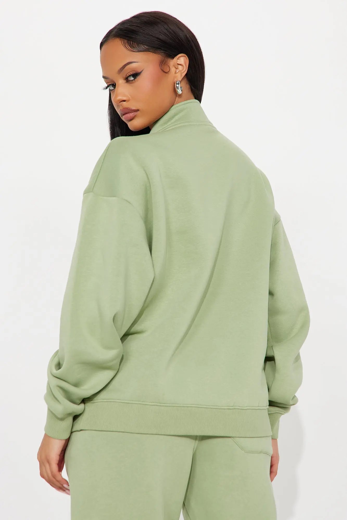 Stole My Ex Boyfriend's Oversized Quarter Zip Sweatshirt - Sage 