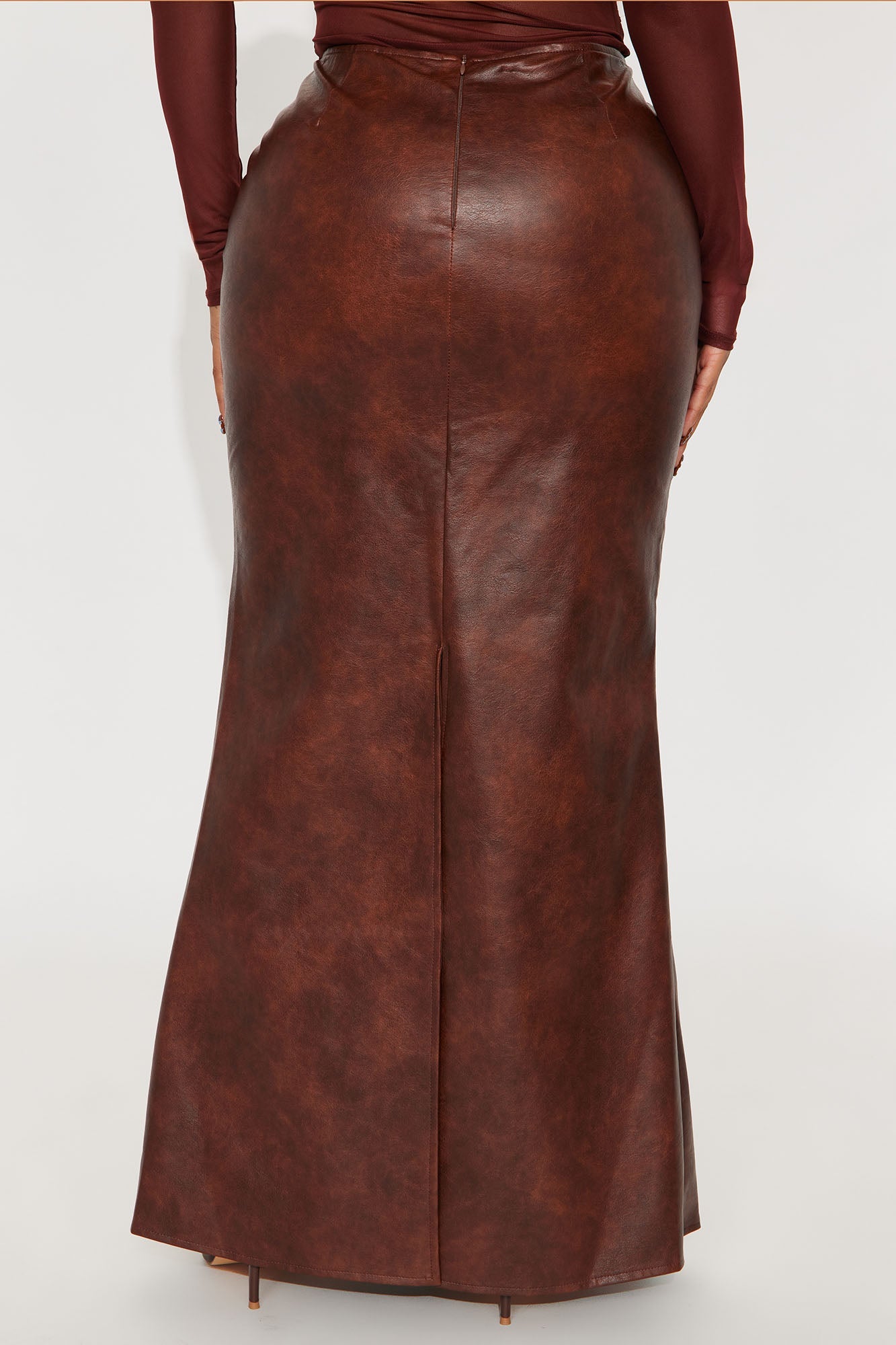 Roadie Faux Leather Mermaid Maxi Skirt - Cognac