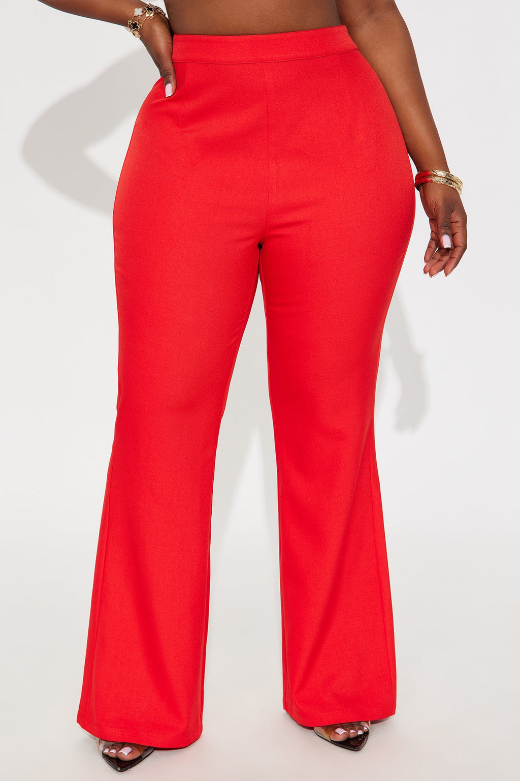 Abrina Twill Flare Pant - Red