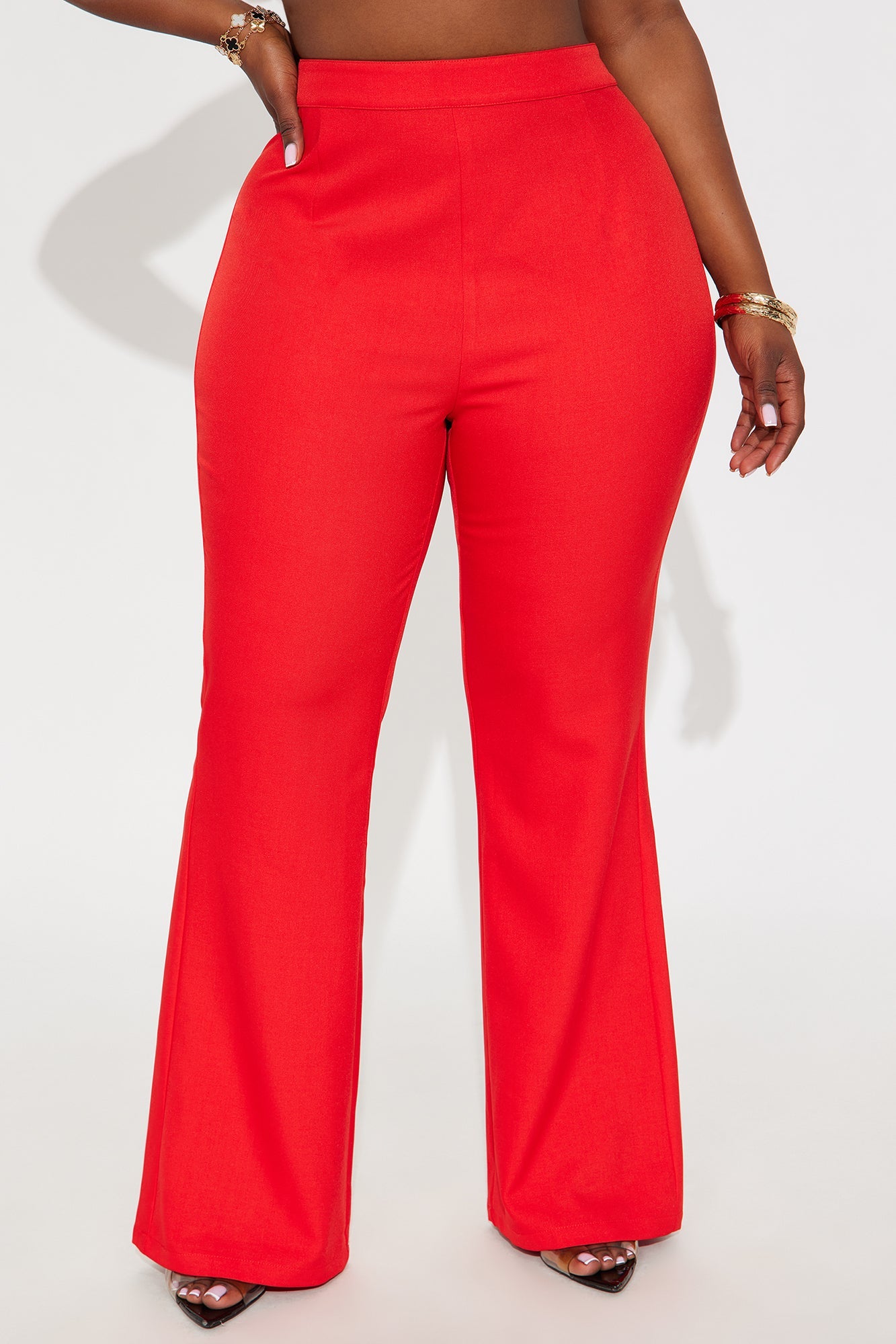 Abrina Twill Flare Pant - Red