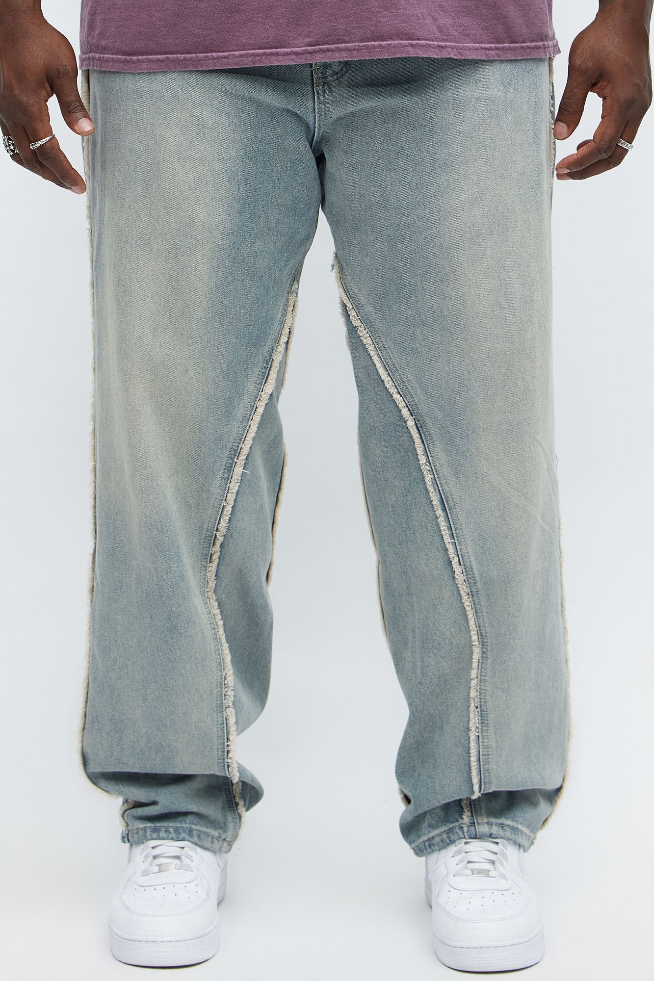 Relaxed Straight Lowkey That Fray Jeans - Vintage Blue Wash