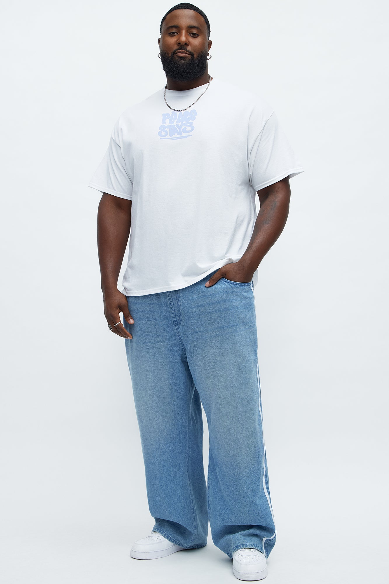 Running These Streets Baggy Jeans - Light Blue Wash