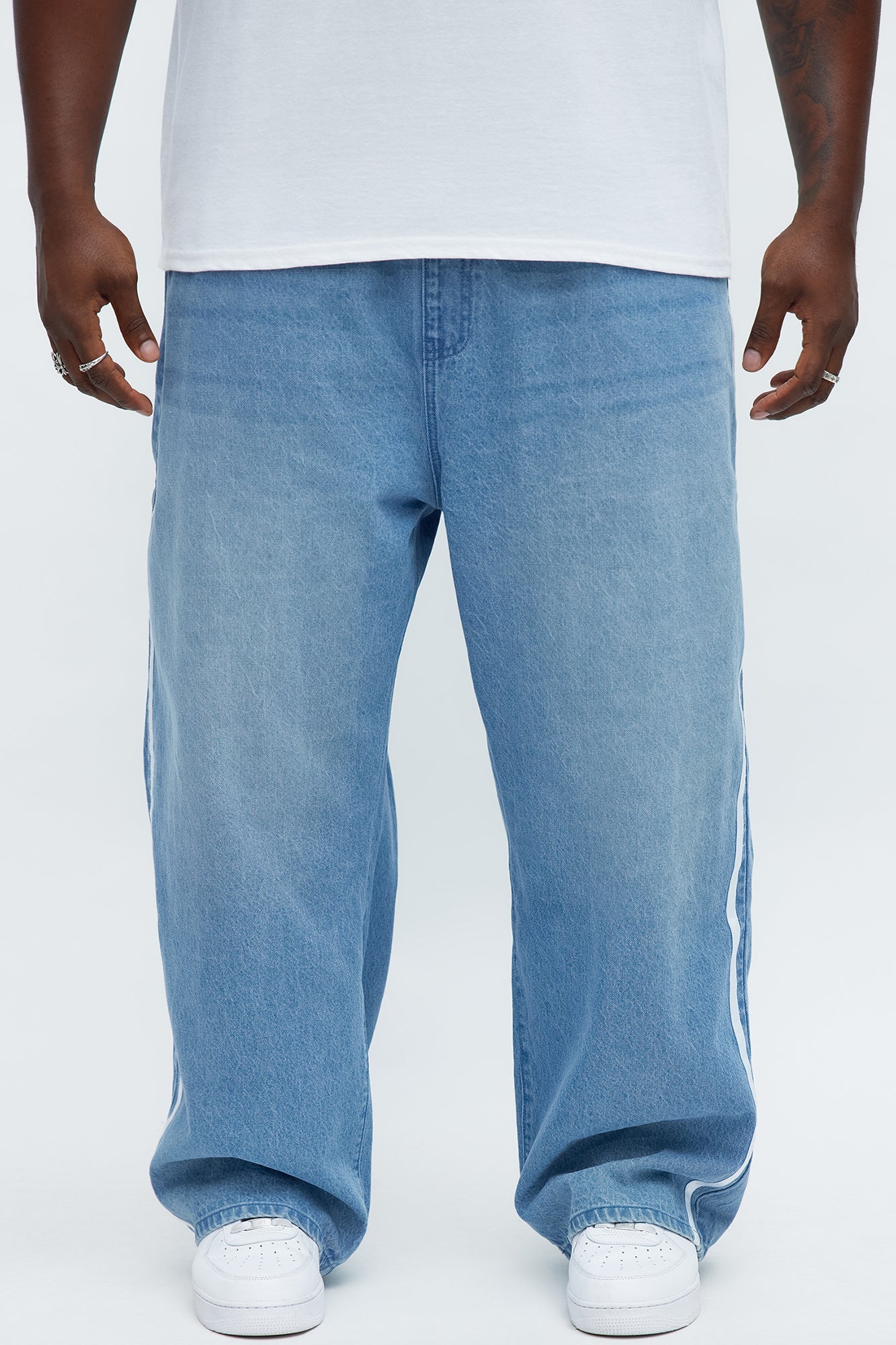 Running These Streets Baggy Jeans - Light Blue Wash