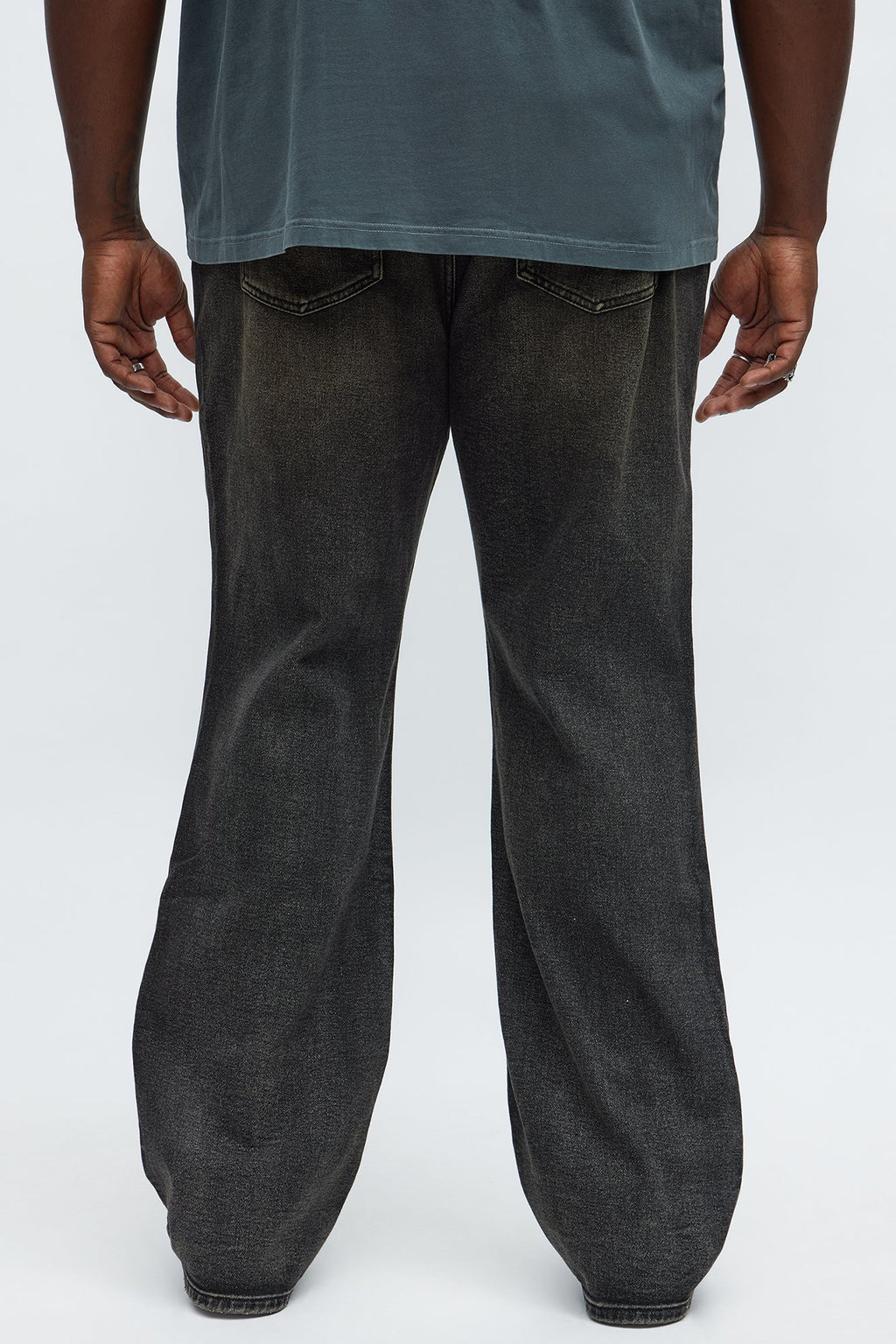 Stacked Slim Flare All Alone Distressed Jeans - Black Wash