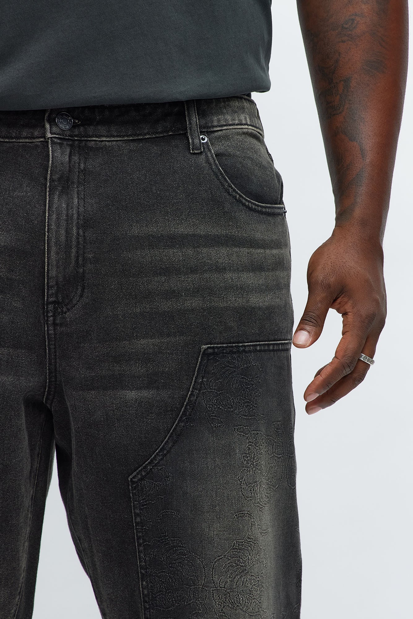 Straight Two Tigers Carpenter Jeans - Black Wash